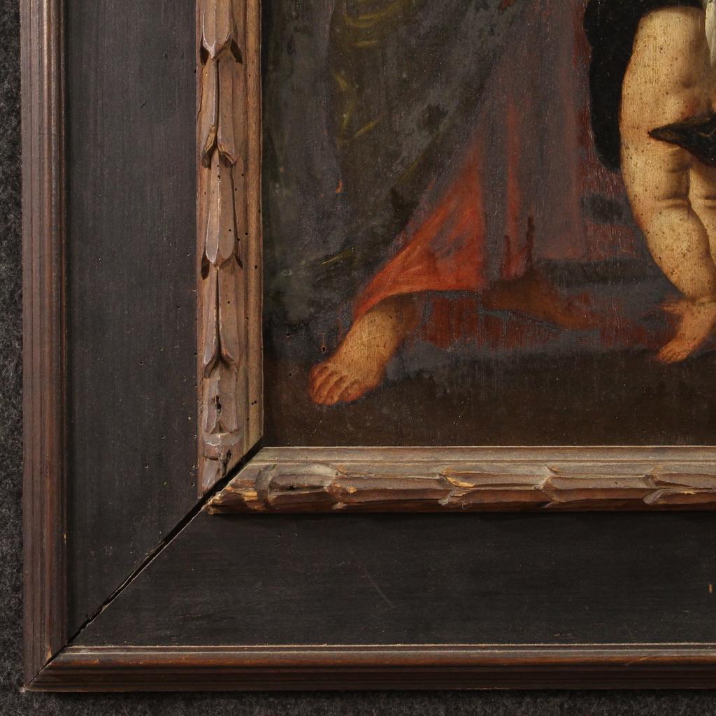 19th Century Oil on Panel Italian Antique Religious Painting Death of Joseph 7