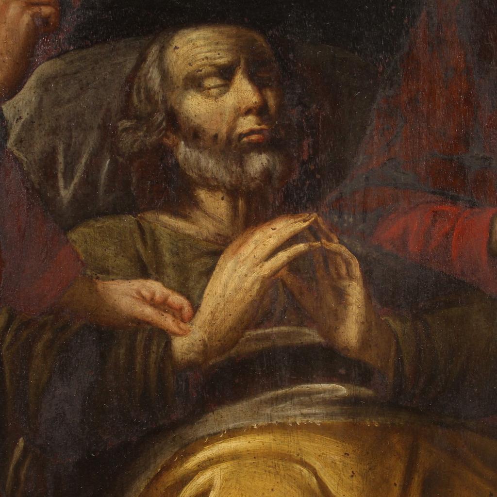 19th Century Oil on Panel Italian Antique Religious Painting Death of Joseph 2