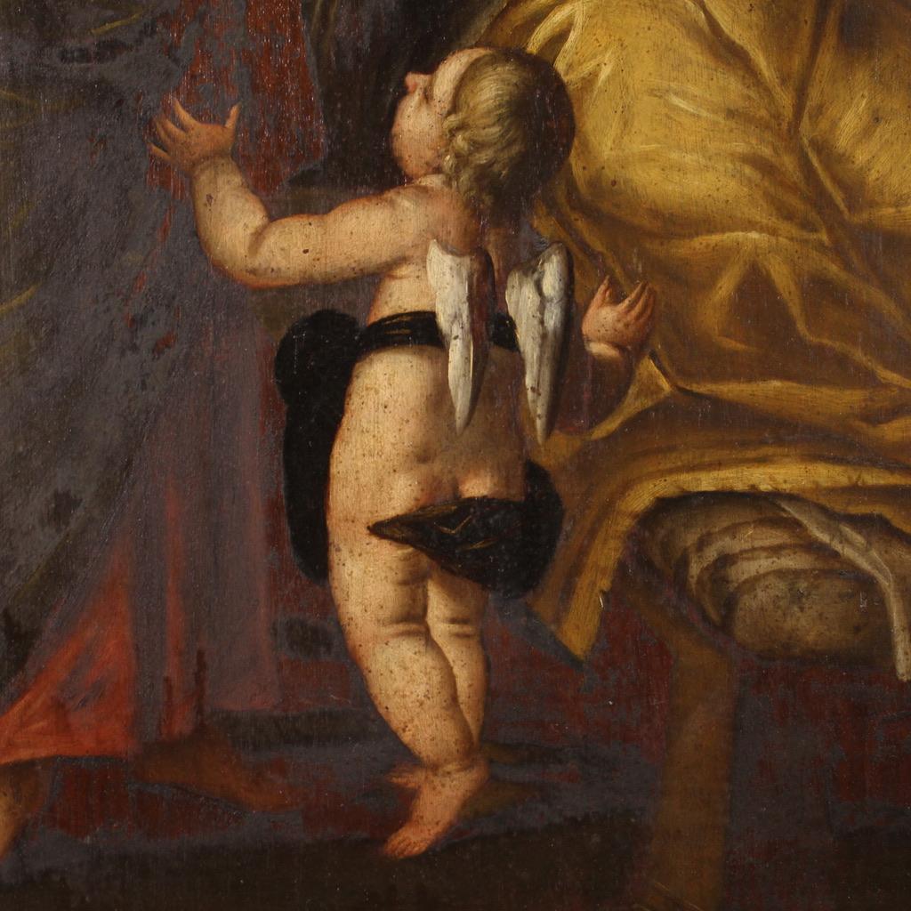 19th Century Oil on Panel Italian Antique Religious Painting Death of Joseph 4