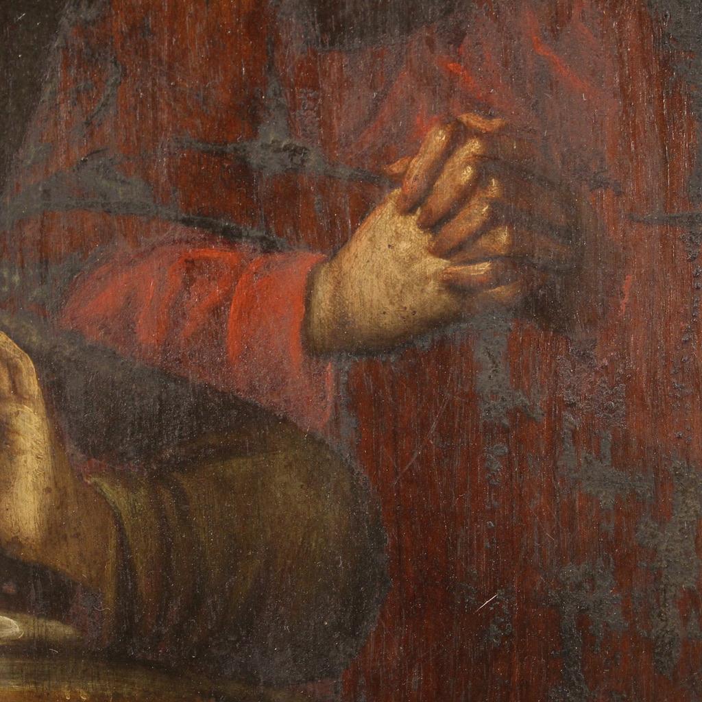 19th Century Oil on Panel Italian Antique Religious Painting Death of Joseph 5