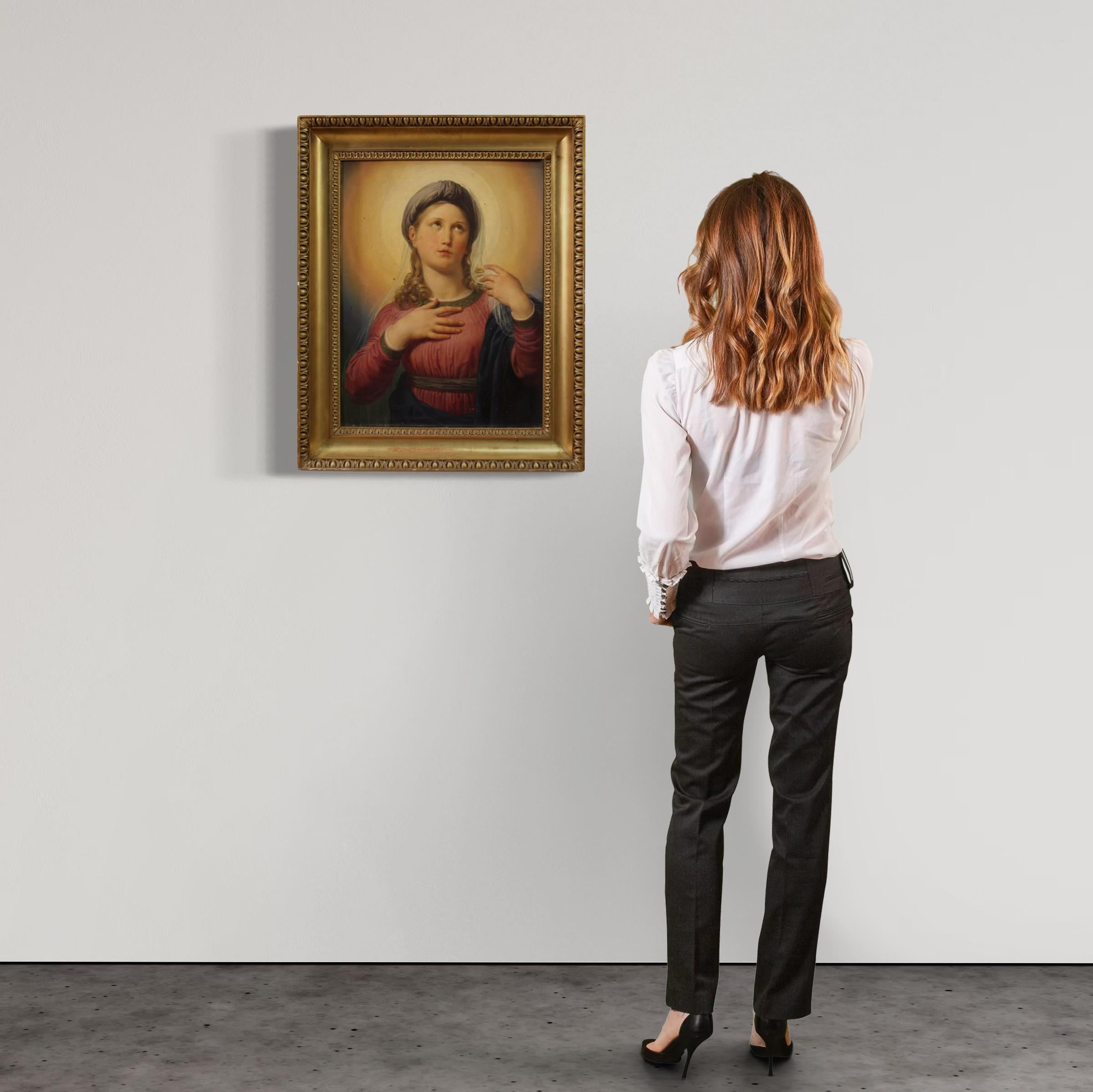siglo XIX Óleo sobre tabla Pintura italiana Virgen María en contemplación, 1830 Italian en venta