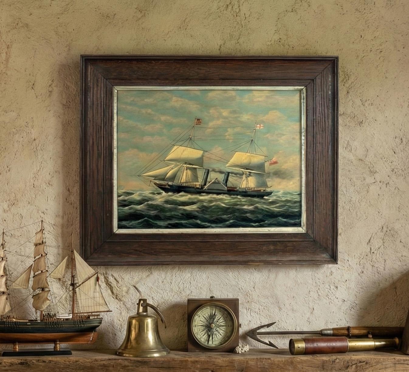 19. Jahrhundert Öl auf Platte des Dampfschiffs LA PLATA der Royal Mail Steam Packet Company.

Rückseitig beschriftet 