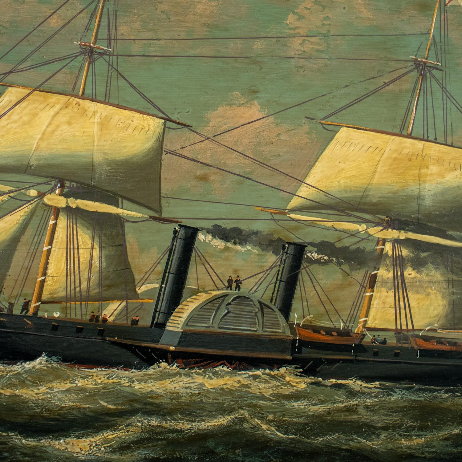 Européen Huile sur panneau du 19ème siècle du navire à vapeur RMSPC LA PLATA, daté de 1876 en vente