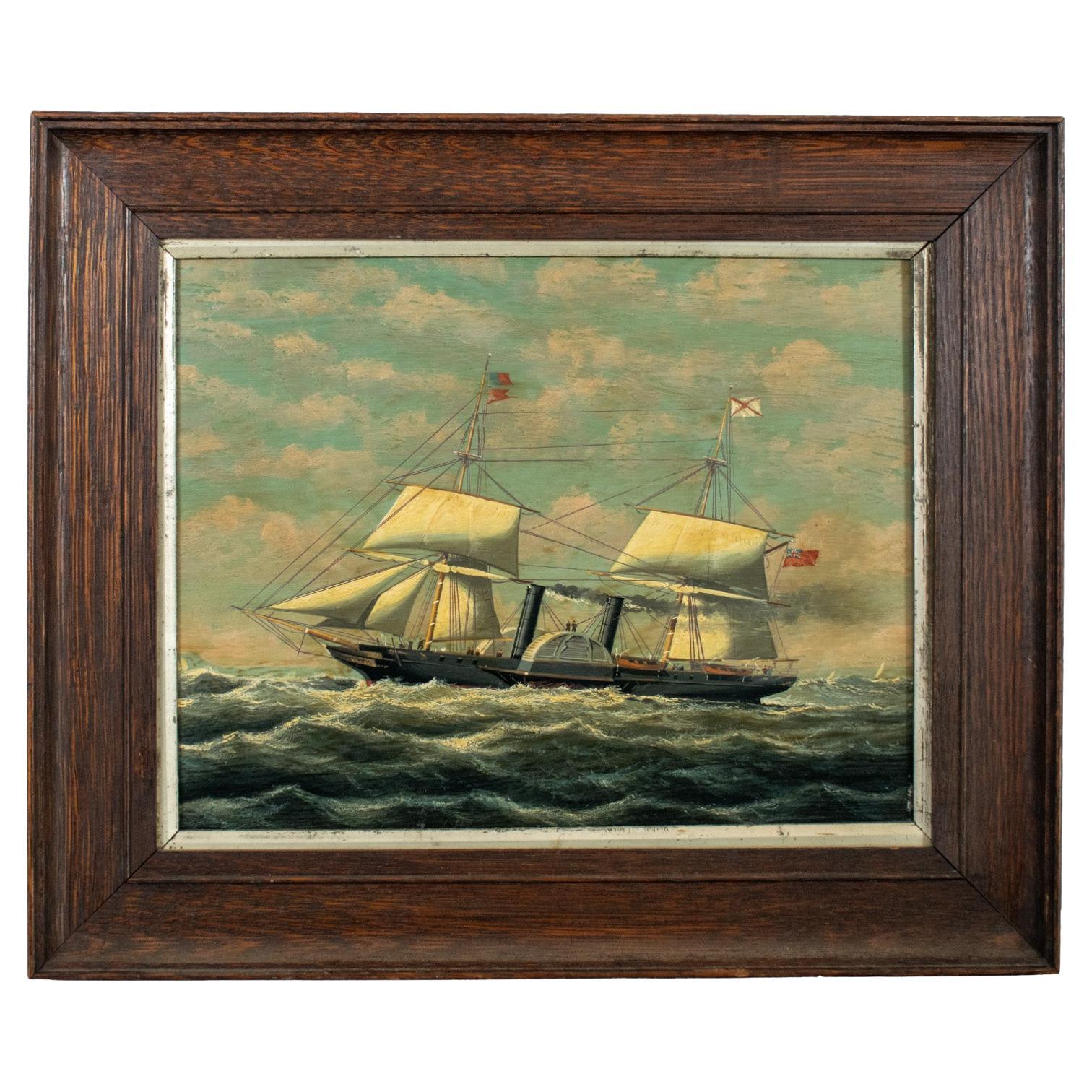 19th Century Oil on Panel of the RMSPC Steam Ship LA PLATA. dated 1876 For Sale