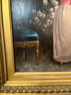 19th Century Oil on Panel Woman Admiring a Ring By F.R. Alison