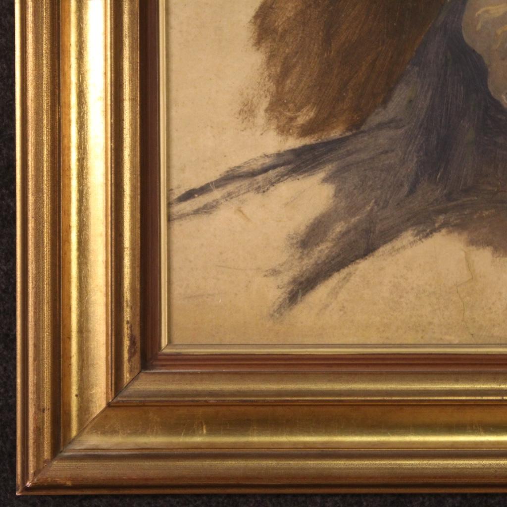 óleo sobre papel del siglo XIX Pintura mitológica francesa enmarcada Sybil, 1880 3