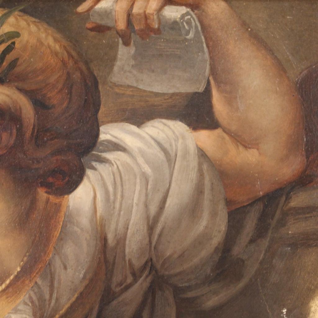 óleo sobre papel del siglo XIX Pintura mitológica francesa enmarcada Sybil, 1880 5