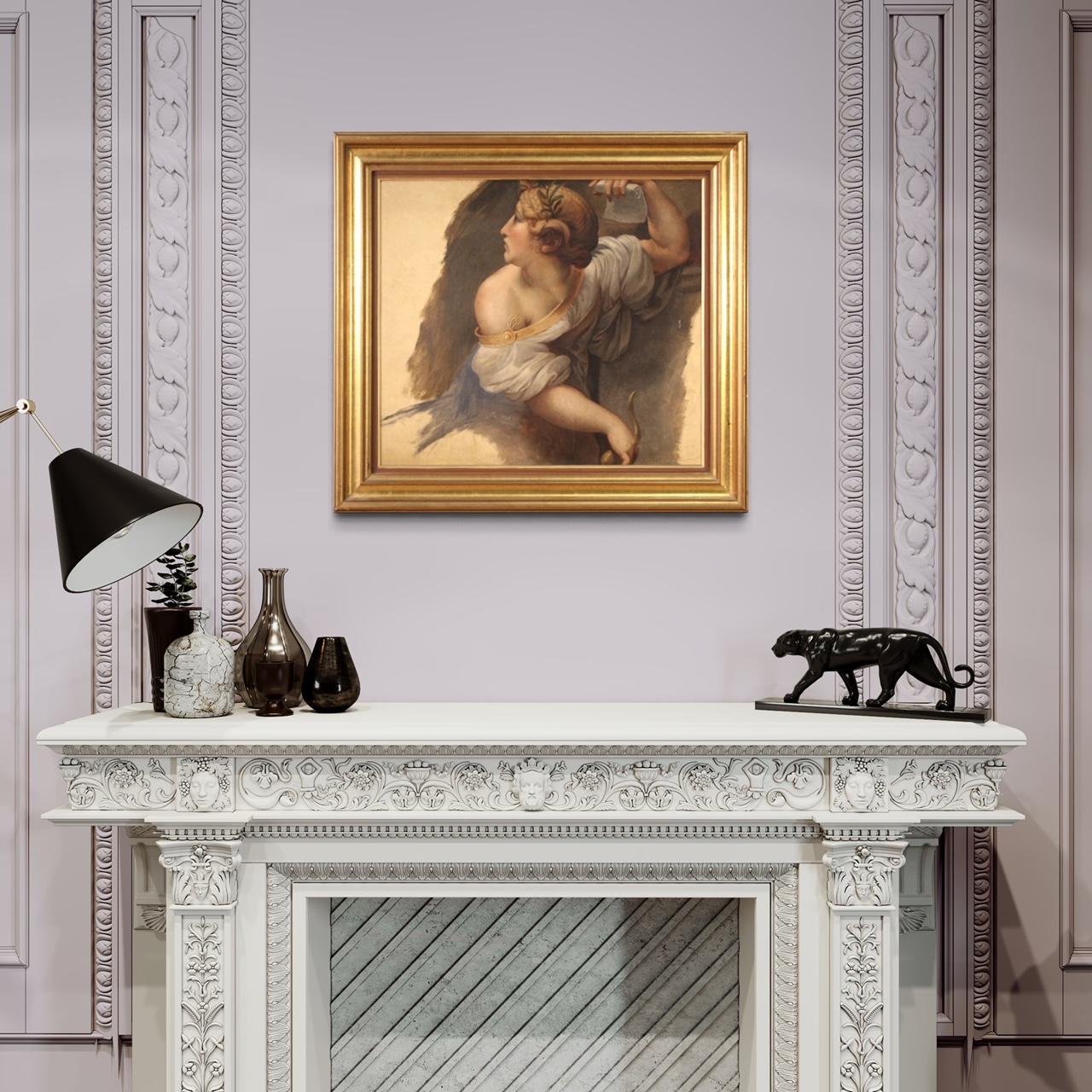 óleo sobre papel del siglo XIX Pintura mitológica francesa enmarcada Sybil, 1880 8
