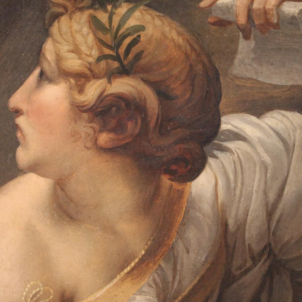 óleo sobre papel del siglo XIX Pintura mitológica francesa enmarcada Sybil, 1880 French