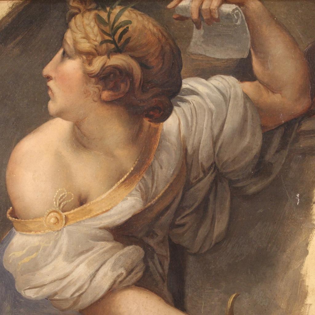 óleo sobre papel del siglo XIX Pintura mitológica francesa enmarcada Sybil, 1880 Late 19th Century