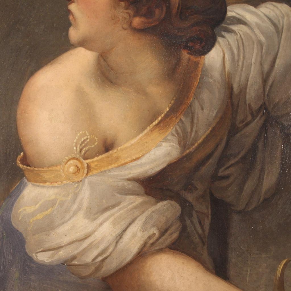 óleo sobre papel del siglo XIX Pintura mitológica francesa enmarcada Sybil, 1880 1