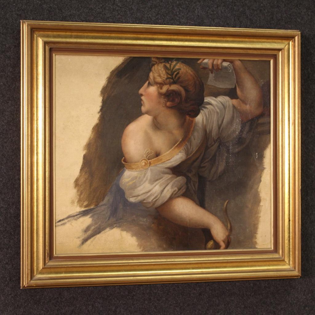 19th Century Oil on Paper French Antique Mythological Painting Sybil, 1880 For Sale 1
