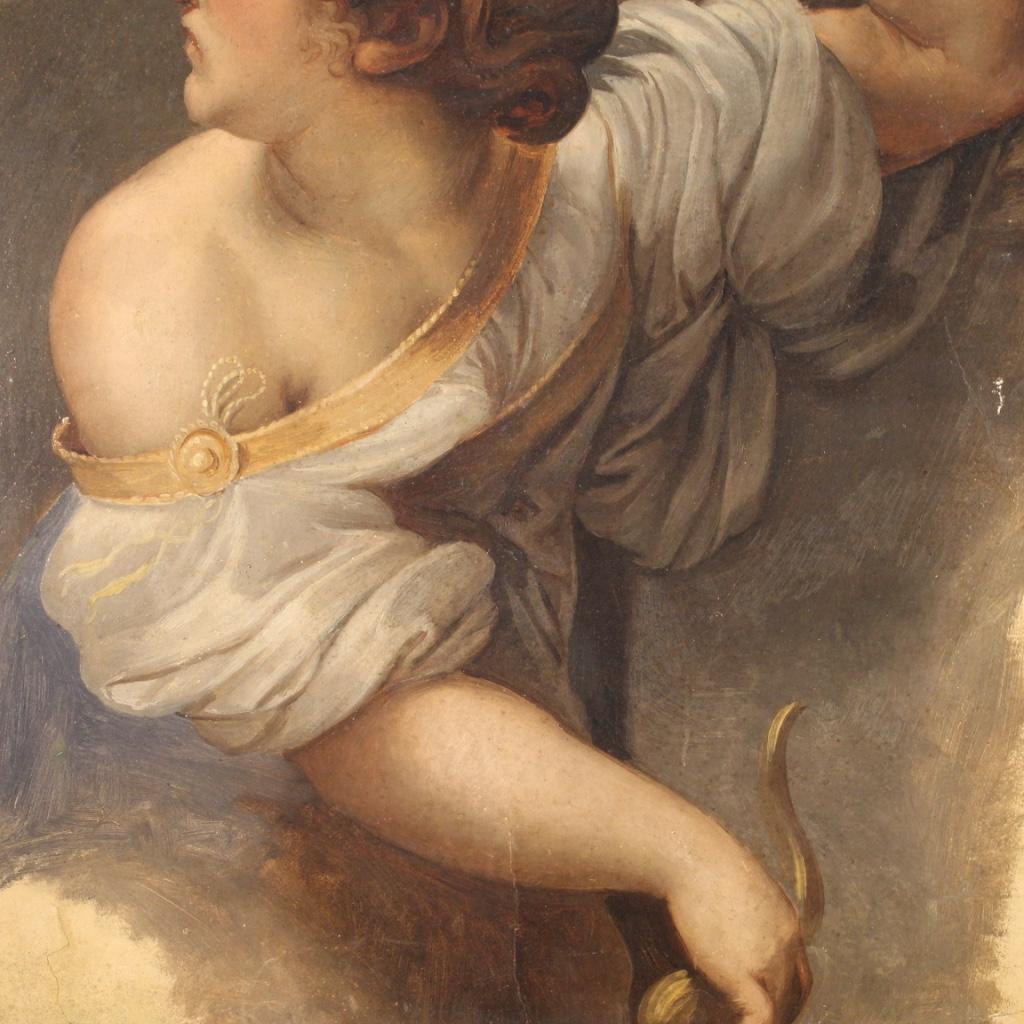 19th Century Oil on Paper French Antique Mythological Painting Sybil, 1880 For Sale 5