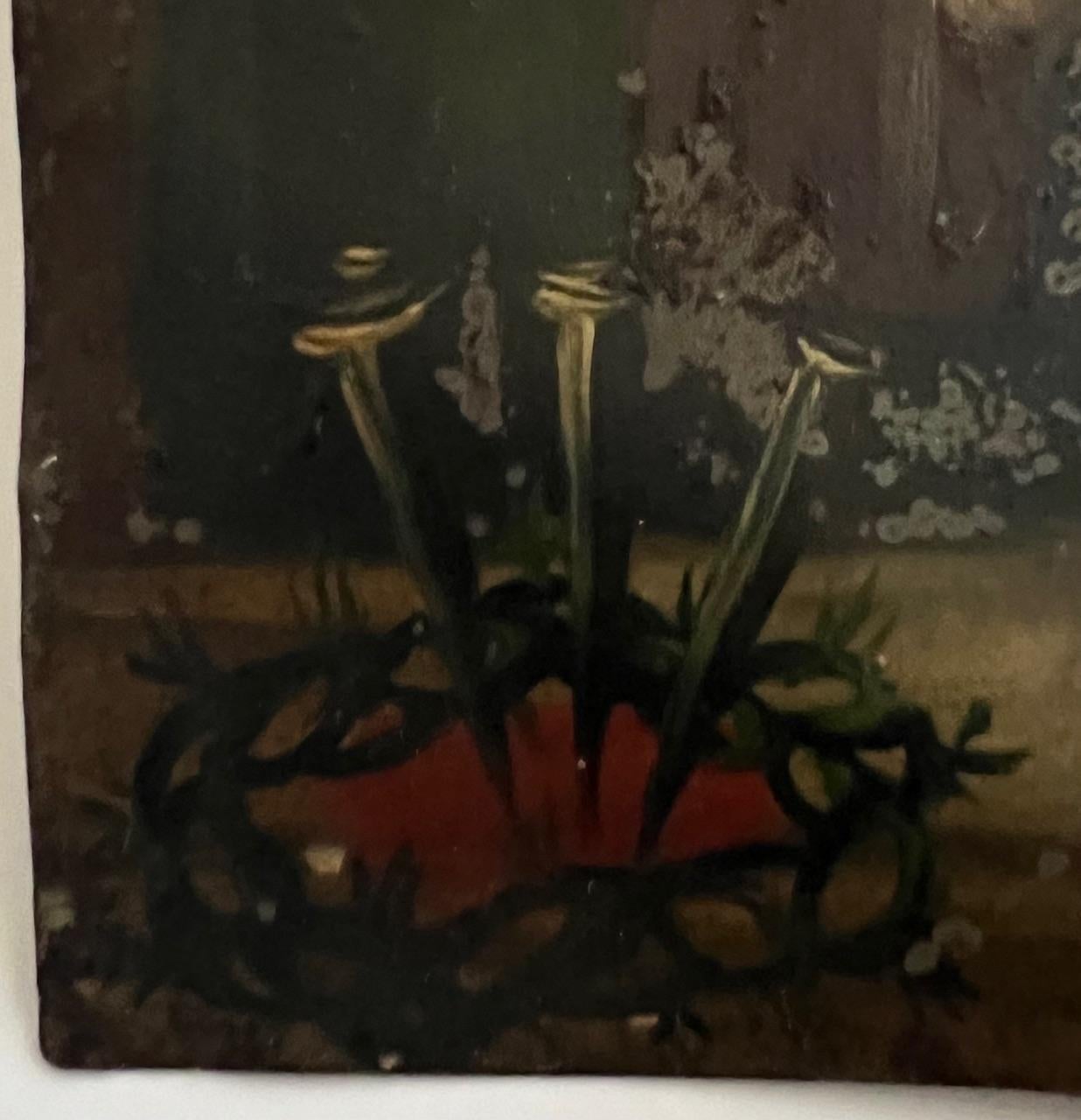 19. Jahrhundert Öl auf Zinn / Retablo Set in Hand Made Frame im Zustand „Gut“ im Angebot in Ross, CA
