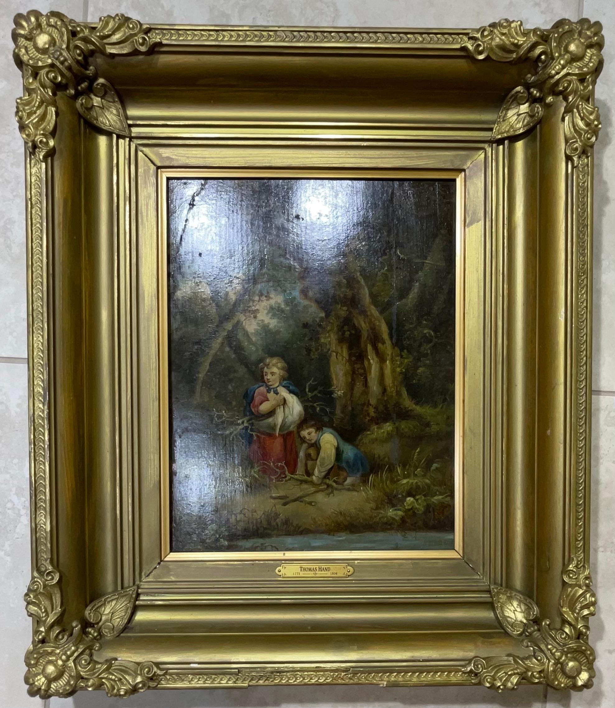 19th Century Oil on wood board by : Thomas hand  For Sale 4
