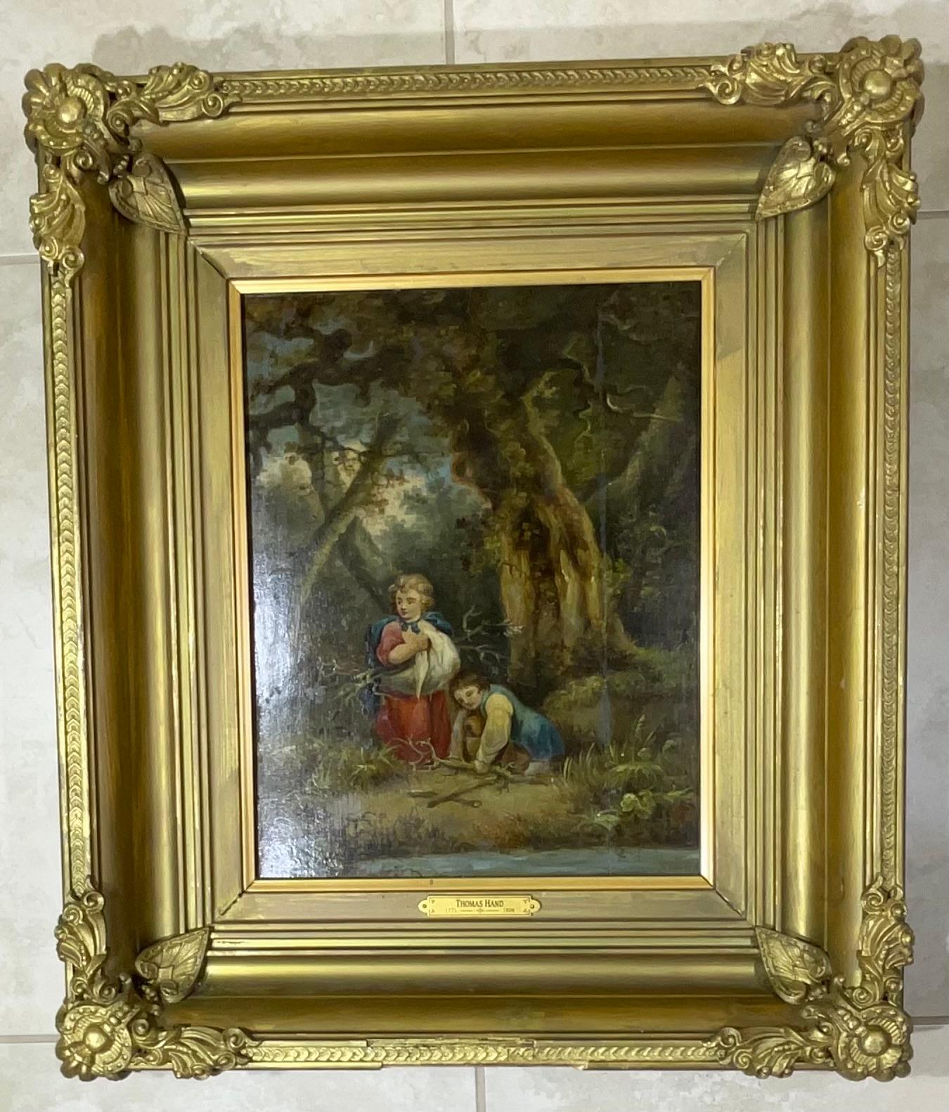 19th Century Oil on wood board by : Thomas hand  For Sale 5