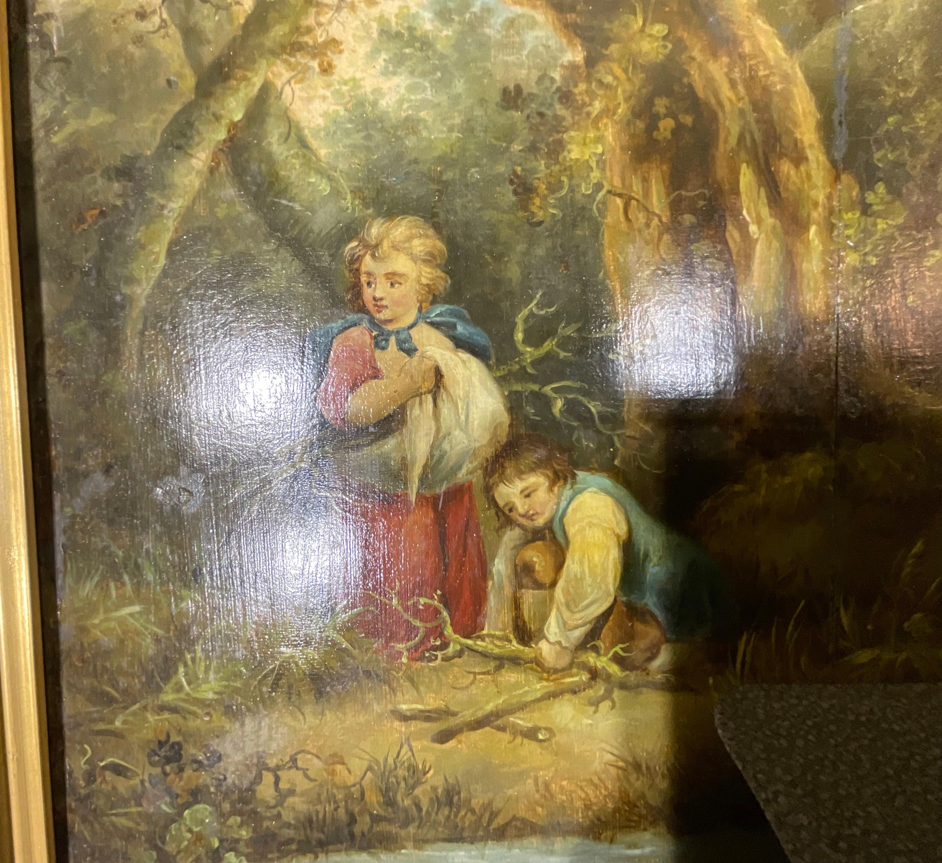 19th Century Oil on wood board by : Thomas hand  For Sale 6