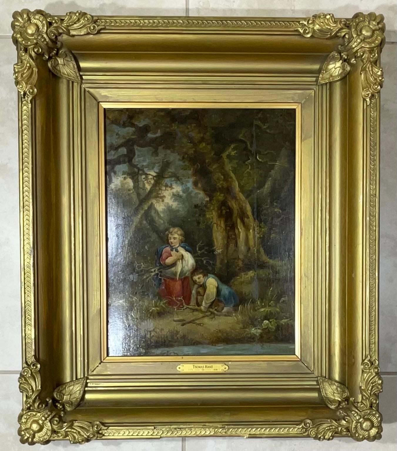 19th Century Oil on wood board by : Thomas hand  For Sale 7