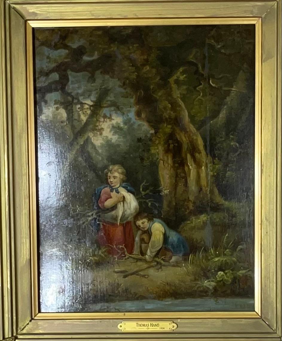 British 19th Century Oil on wood board by : Thomas hand  For Sale