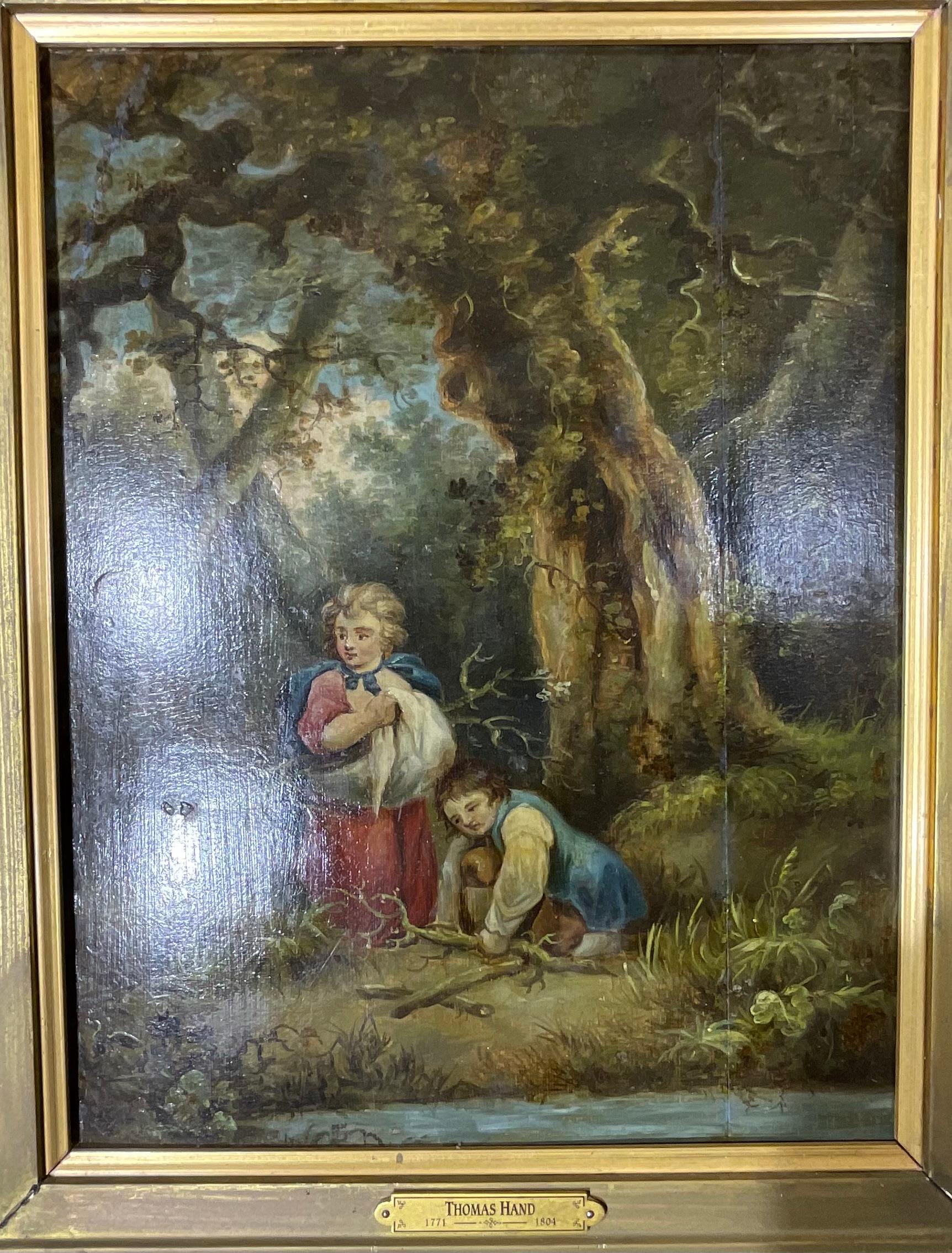 19th Century Oil on wood board by : Thomas hand  In Good Condition For Sale In Delray Beach, FL