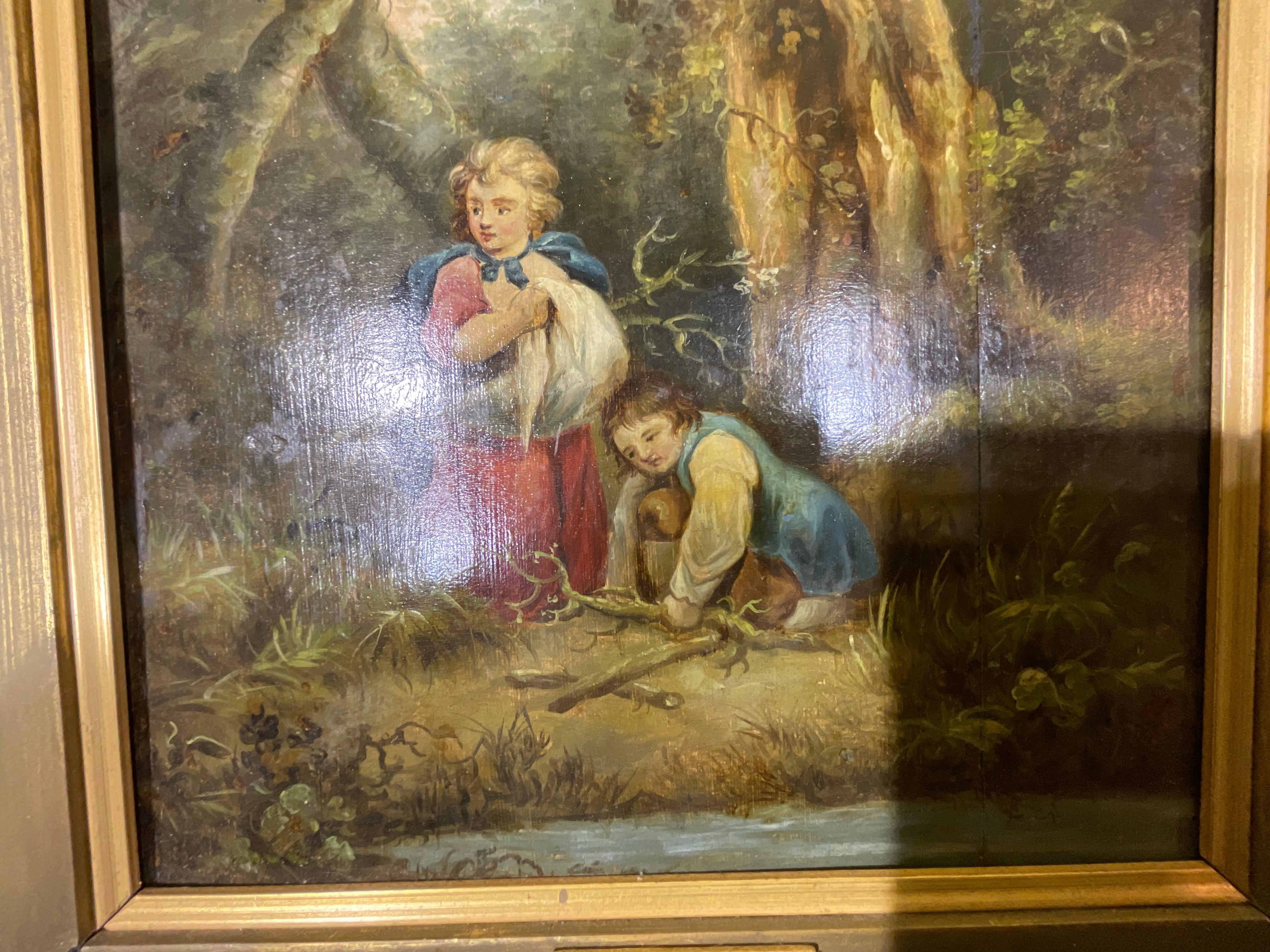 19th Century Oil on wood board by : Thomas hand  For Sale 1