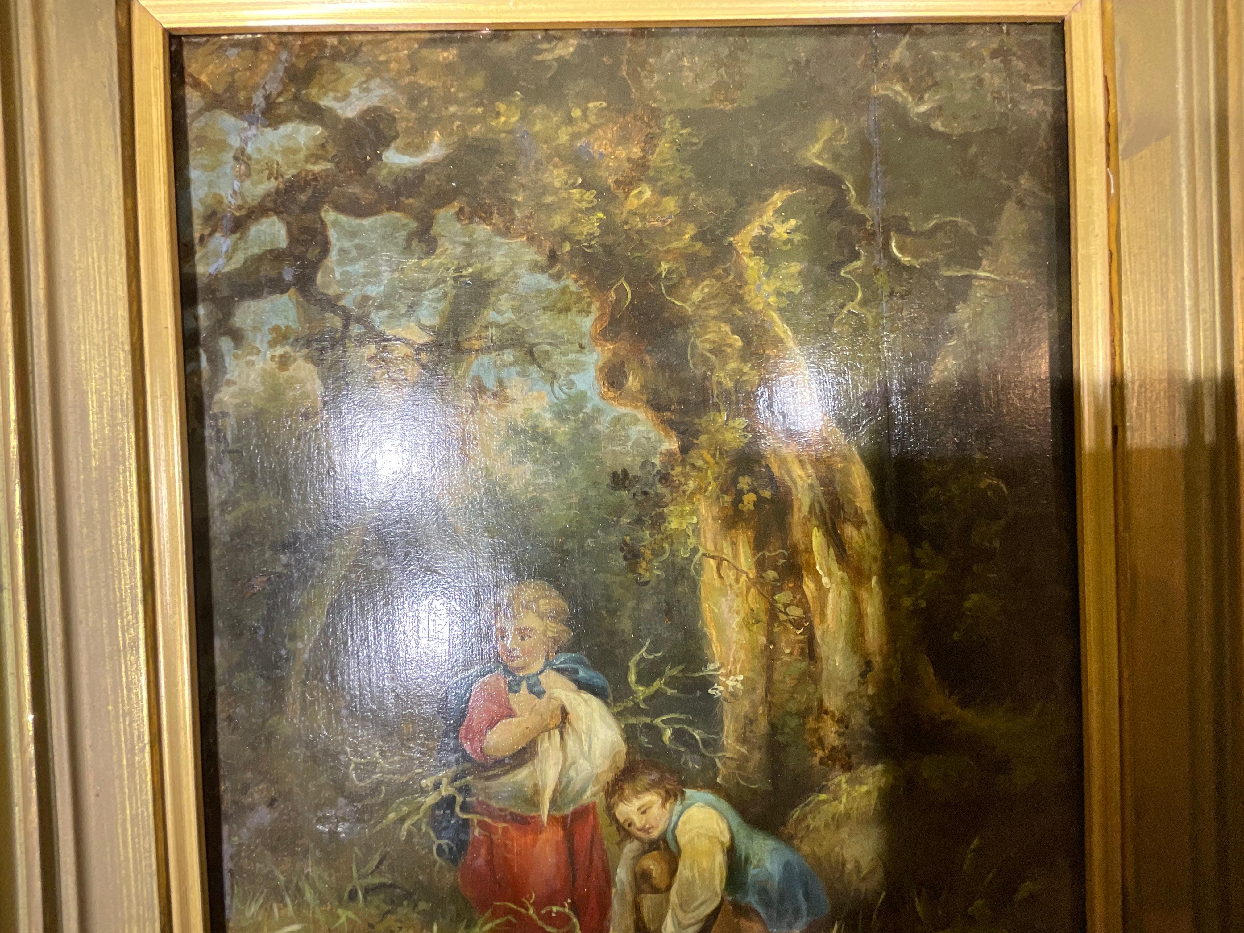 19th Century Oil on wood board by : Thomas hand  For Sale 2