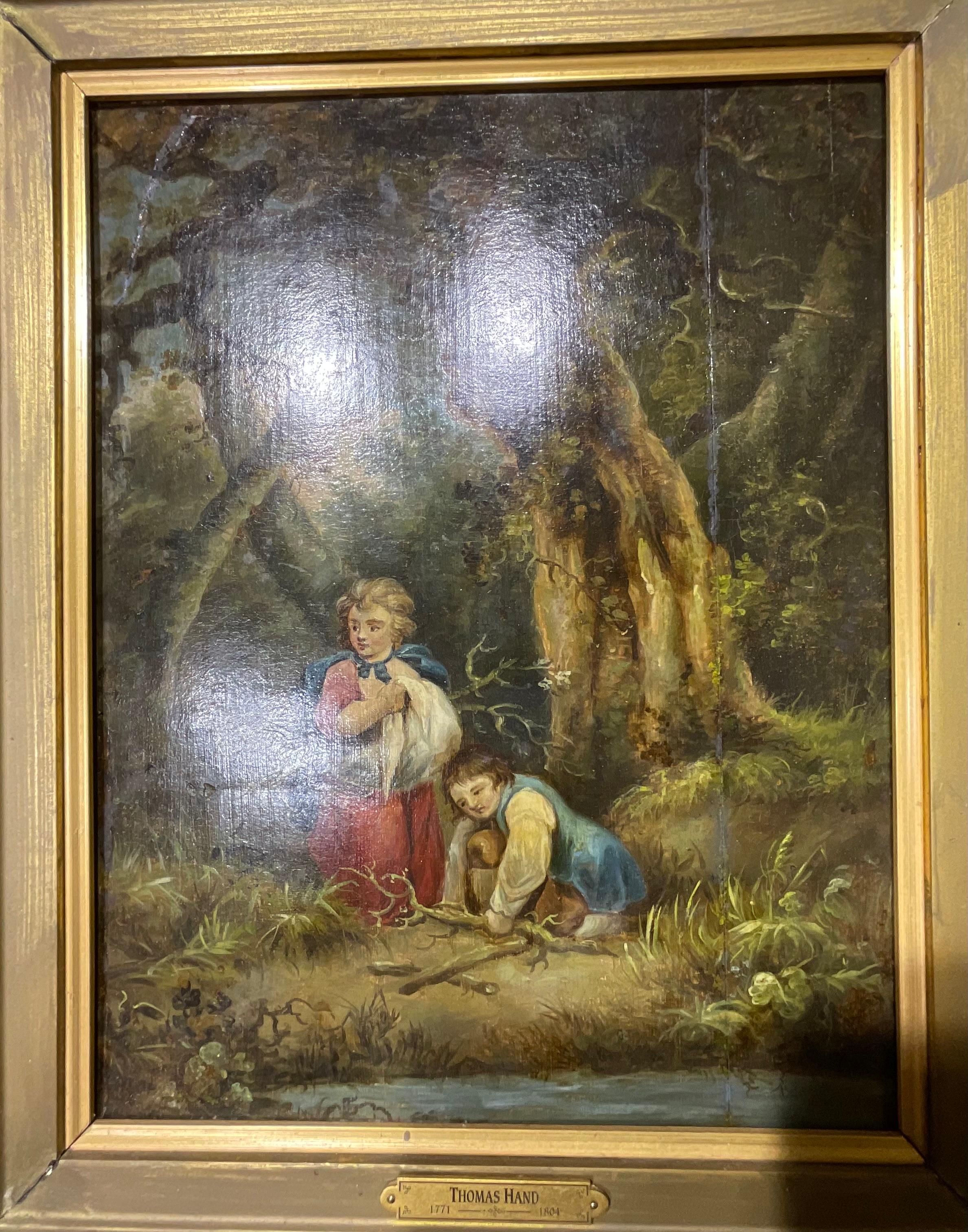19th Century Oil on wood board by : Thomas hand  For Sale 3