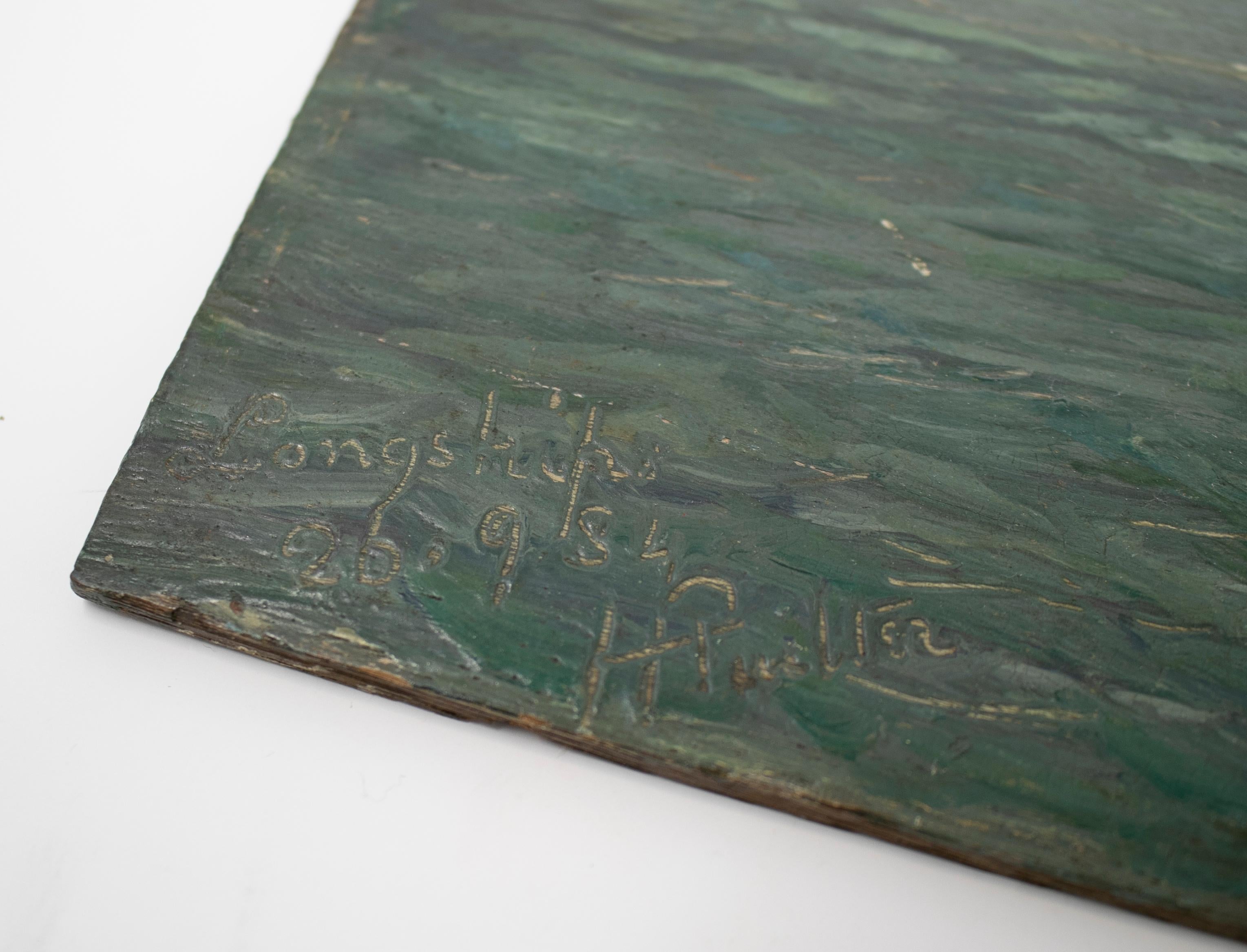 huile sur bois du 19ème siècle - Peinture de paysage de mer Bon état - En vente à Marbella, ES