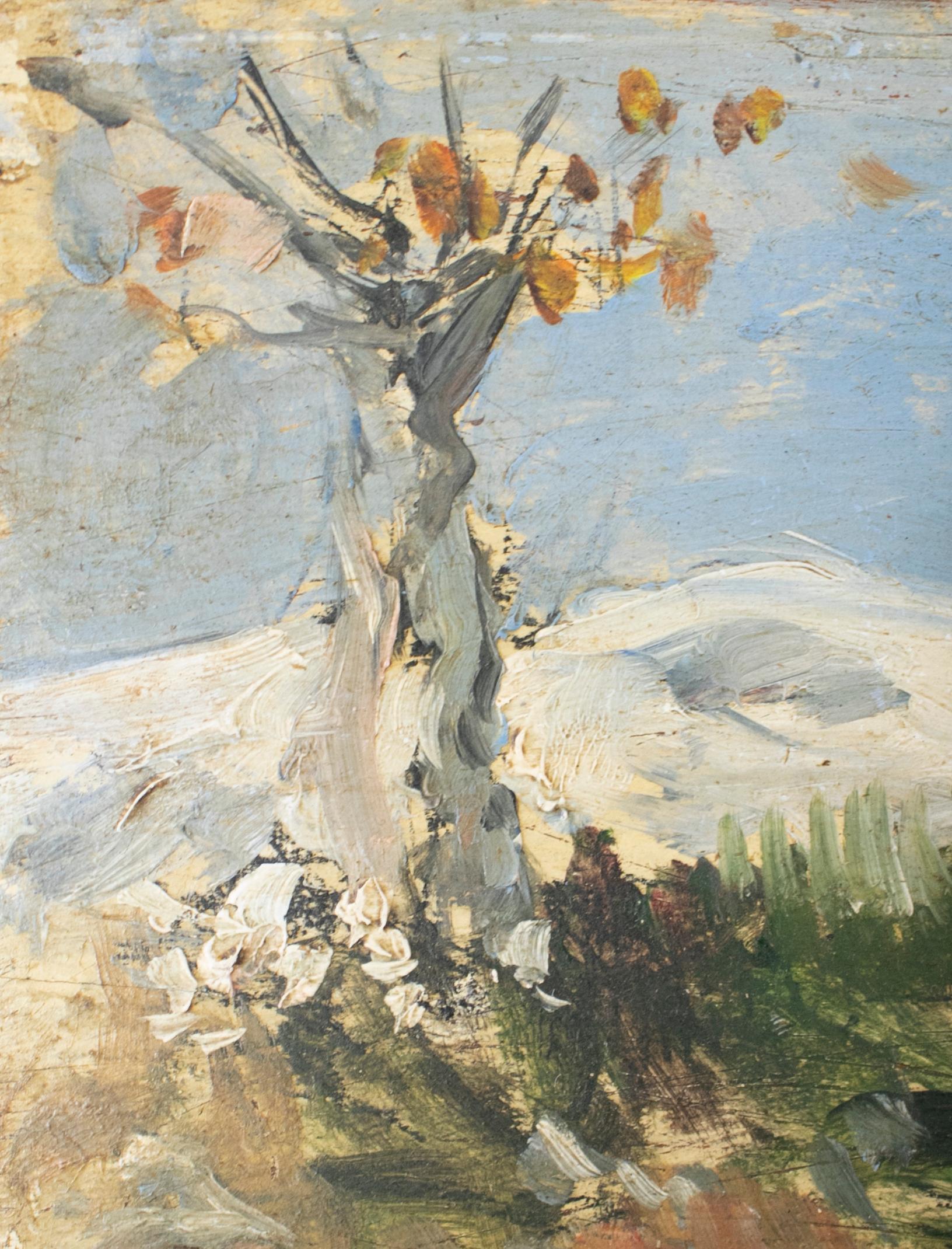 Peint à la main huile sur bois du 19ème siècle Signé Mountain Scenery Painting en vente