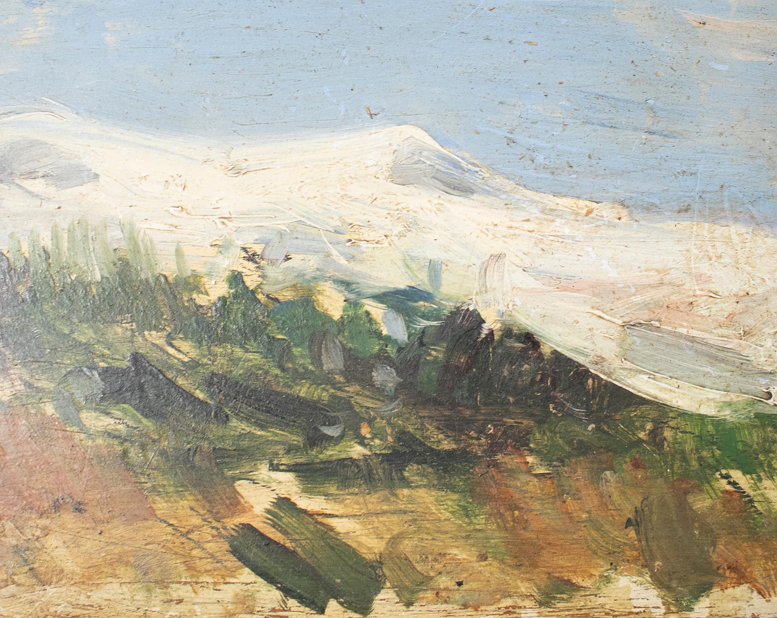 huile sur bois du 19ème siècle Signé Mountain Scenery Painting Bon état - En vente à Marbella, ES