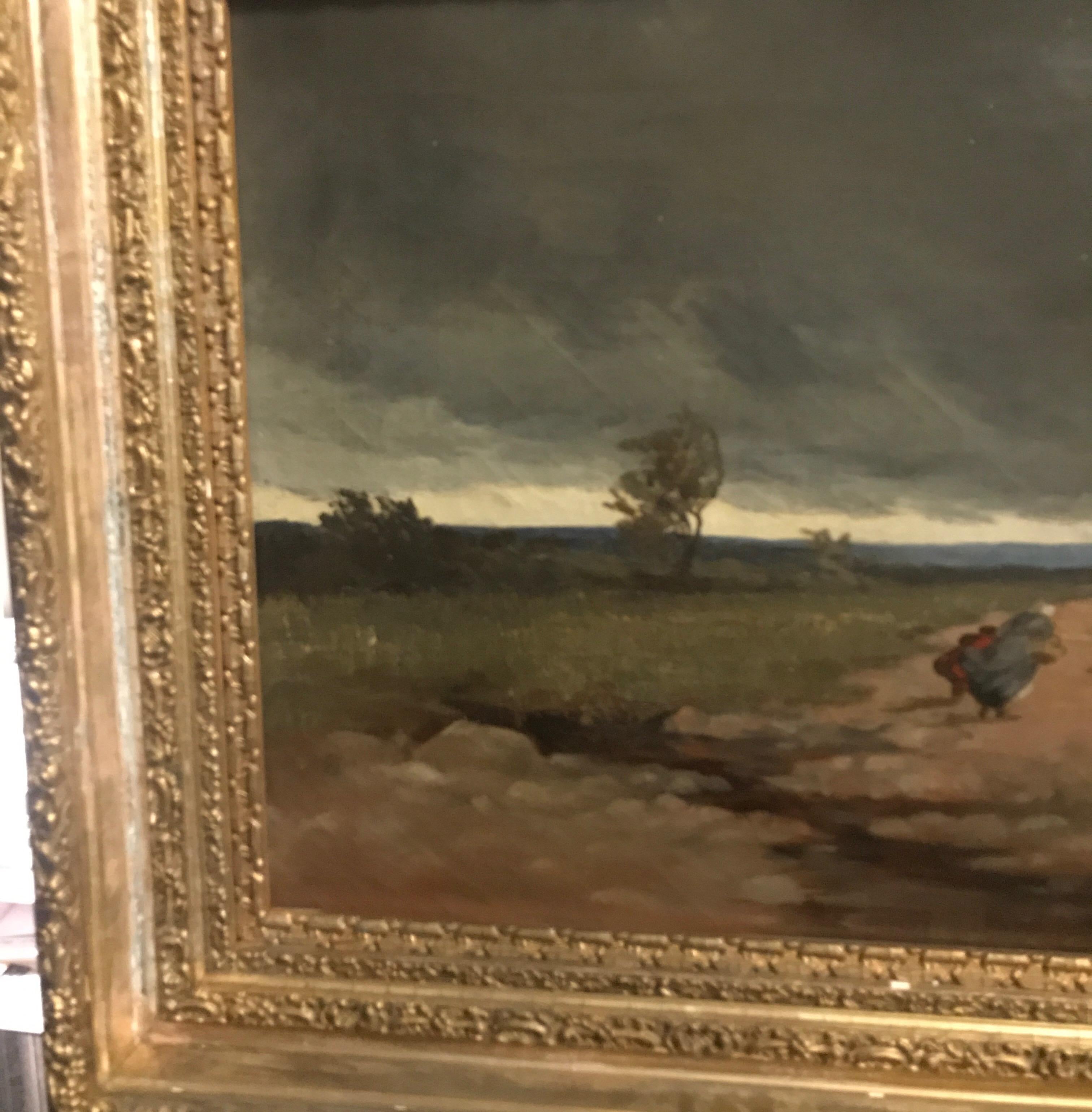 19th Century Oil Painting ”Approaching Storm” Signed B. Condit Original Frame 4