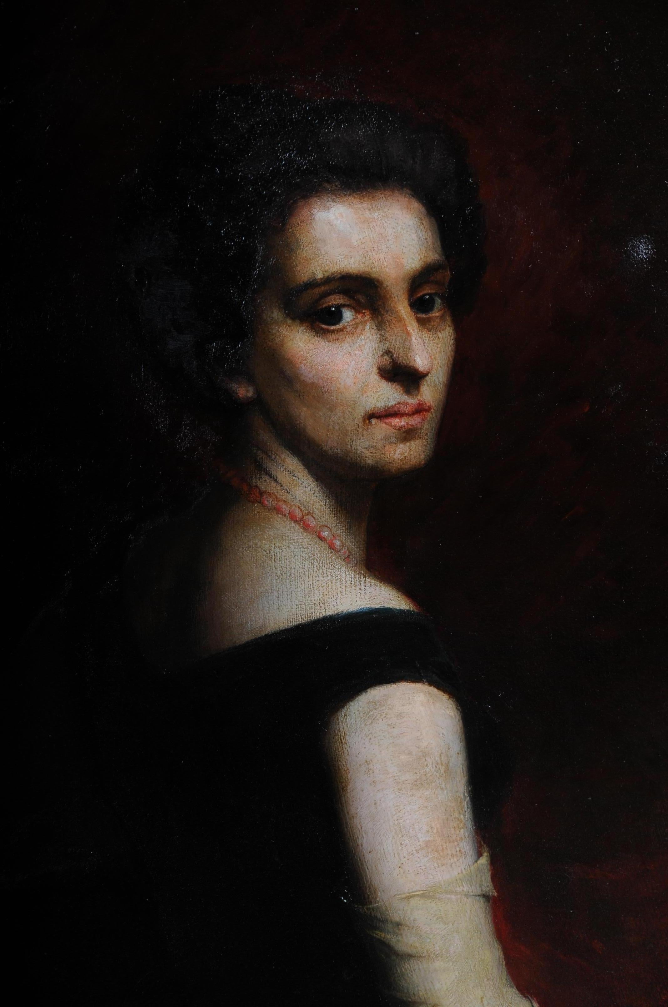 Oil painting aristocratic lady portrait 19th century

Oil on canvas drawn on cardboard. View of a young elegantly dressed aristocrat. In the profile, looking slightly over the shoulder. Extremely high quality painting. Anonymous artist.

(S-193).