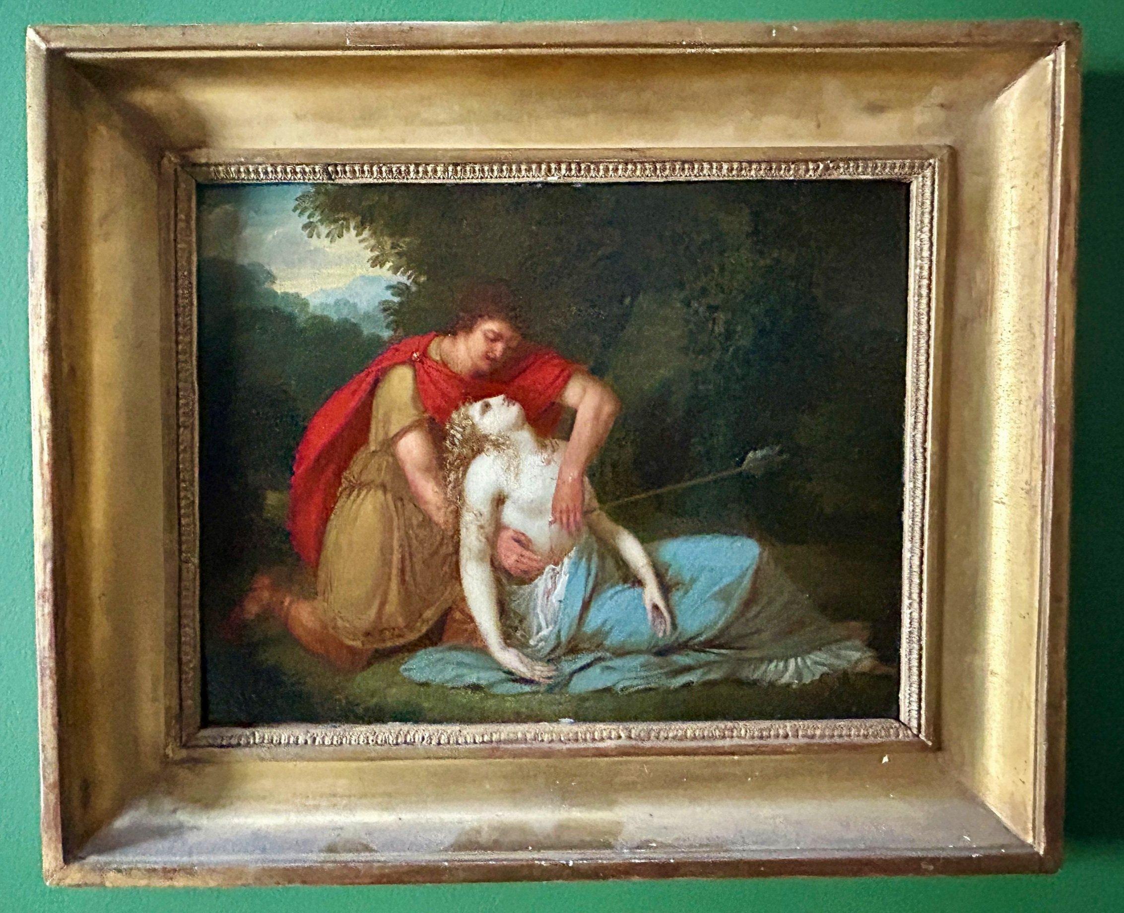 19th Century Oil Painting Attributed to Charles Meynier - The Death of Procris (Französisch) im Angebot
