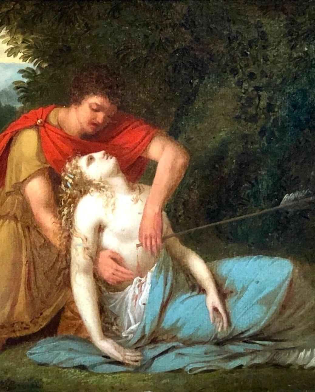19th Century Oil Painting Attributed to Charles Meynier - The Death of Procris (19. Jahrhundert) im Angebot