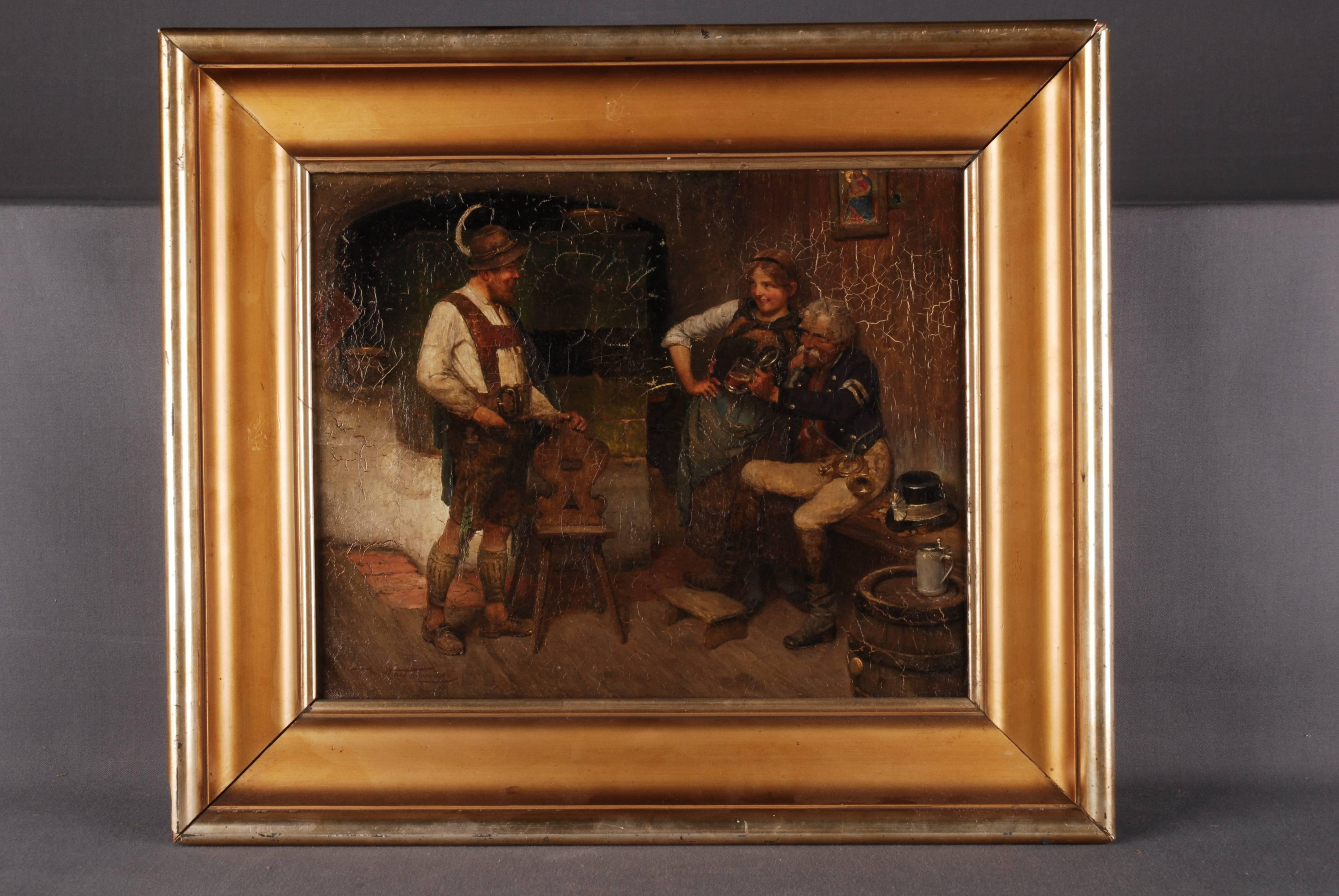 Oil on canvas. Scene in a upper Bavarian economy. Signed Maximilian Wachsmuth.

(S-102).
  