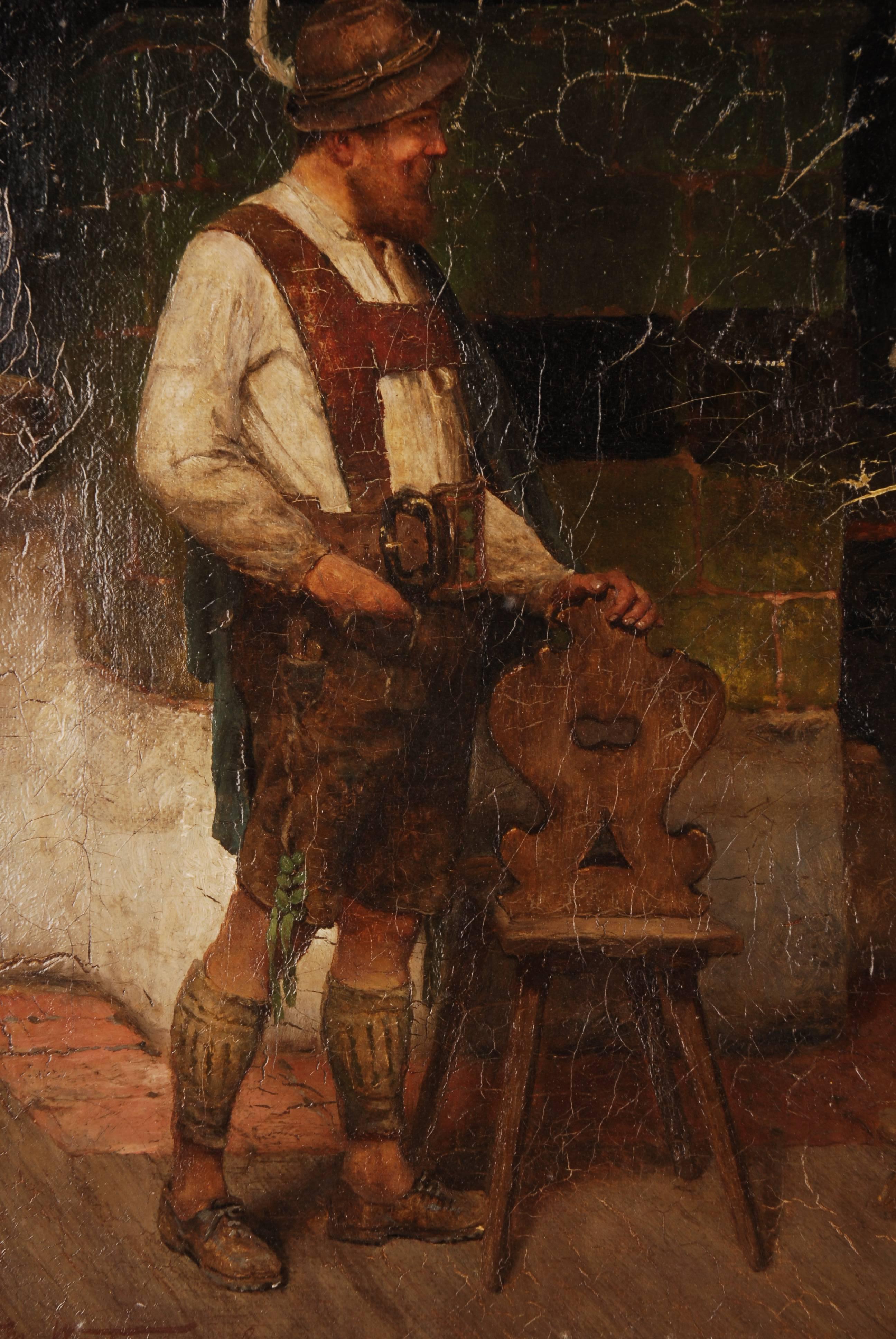 Peint à la main Peinture à l'huile du XIXe siècle par M. Wachsmuth, 1859-1912 en vente