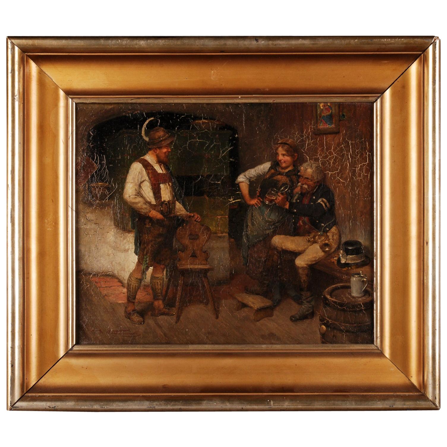 19th Century Oil Painting by M. Wachsmuth, 1859-1912 For Sale