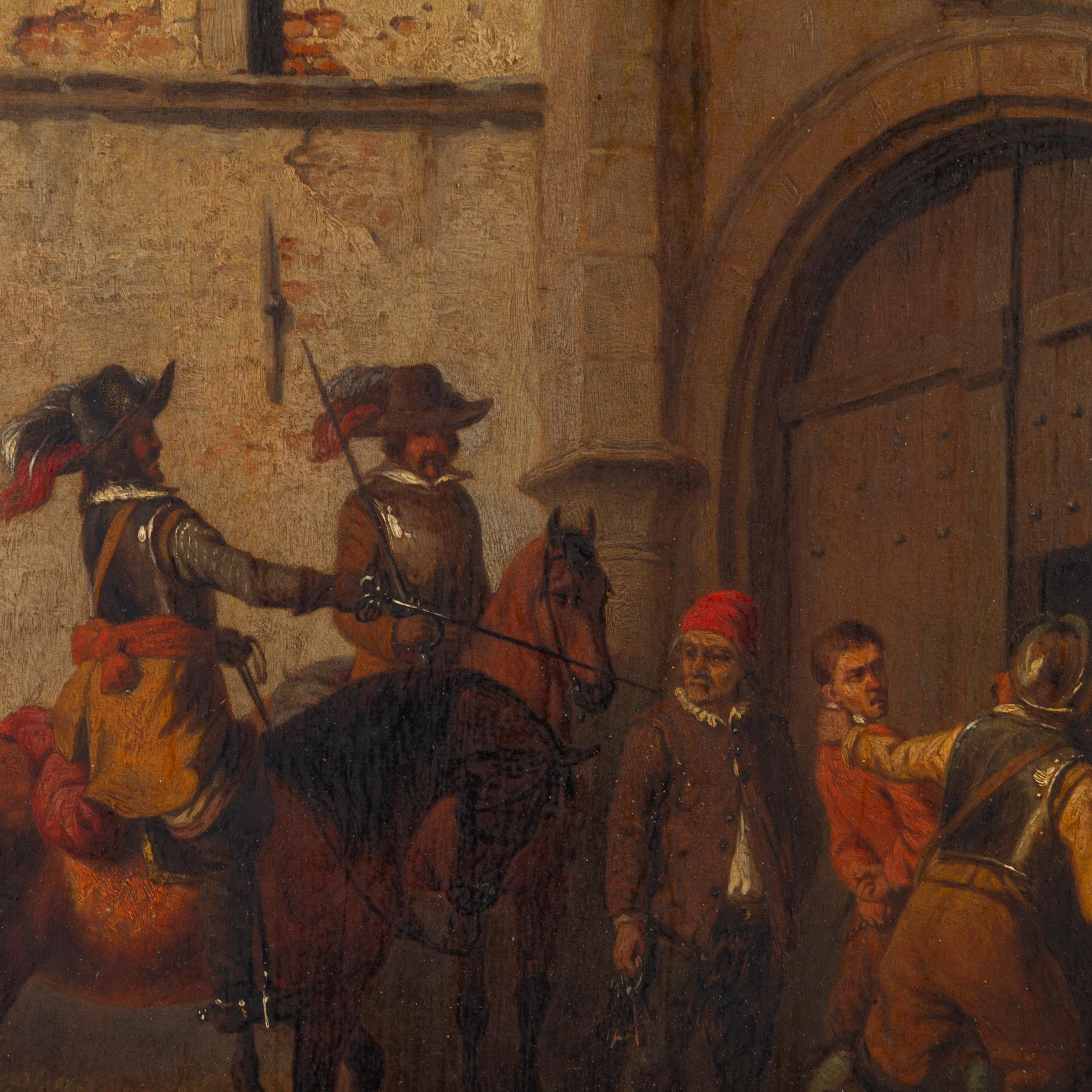Wood 19th Century Oil Painting Cavaliers For Sale
