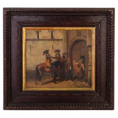 Antique 19th Century Oil Painting Cavaliers 