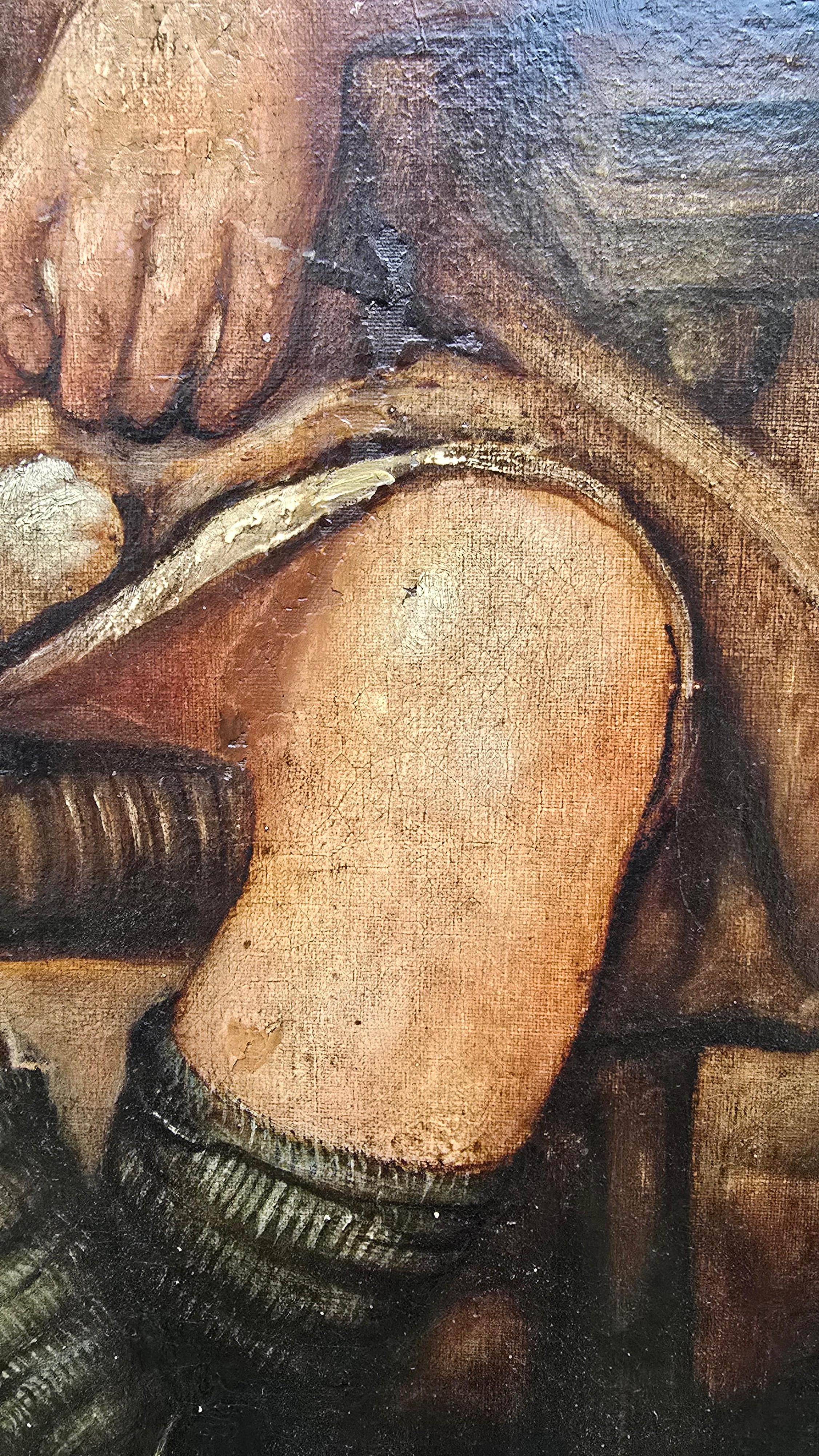 19th-Century Oil Painting – Child with Cat For Sale 2