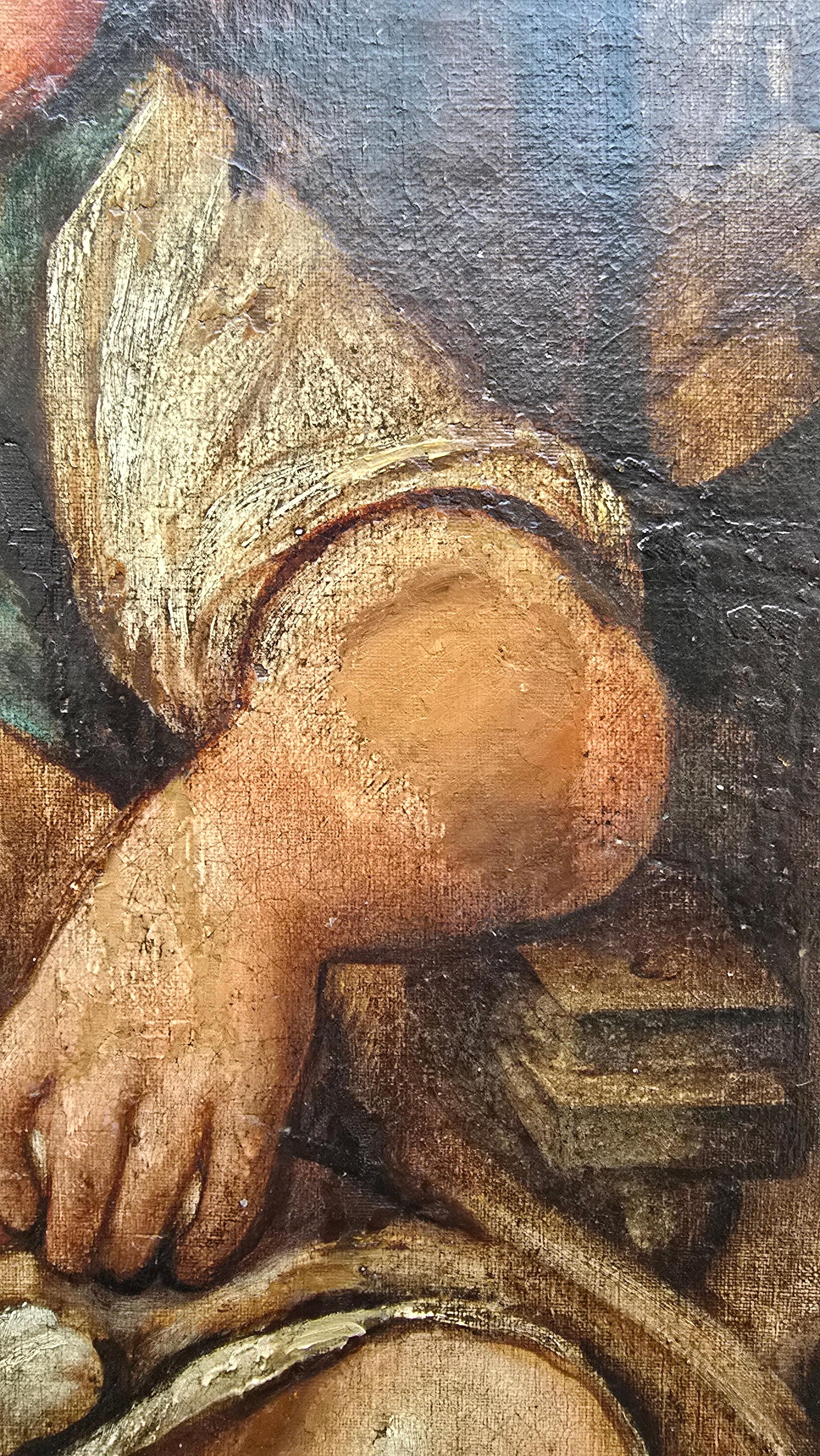 19th-Century Oil Painting – Child with Cat For Sale 3