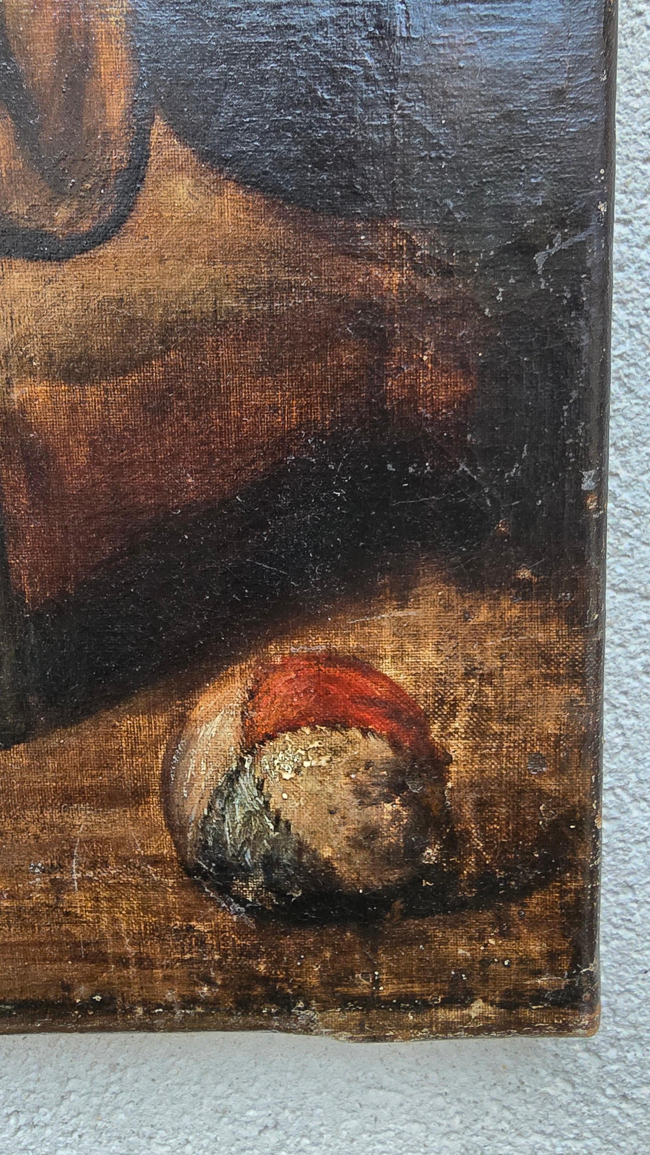 19th-Century Oil Painting – Child with Cat For Sale 4