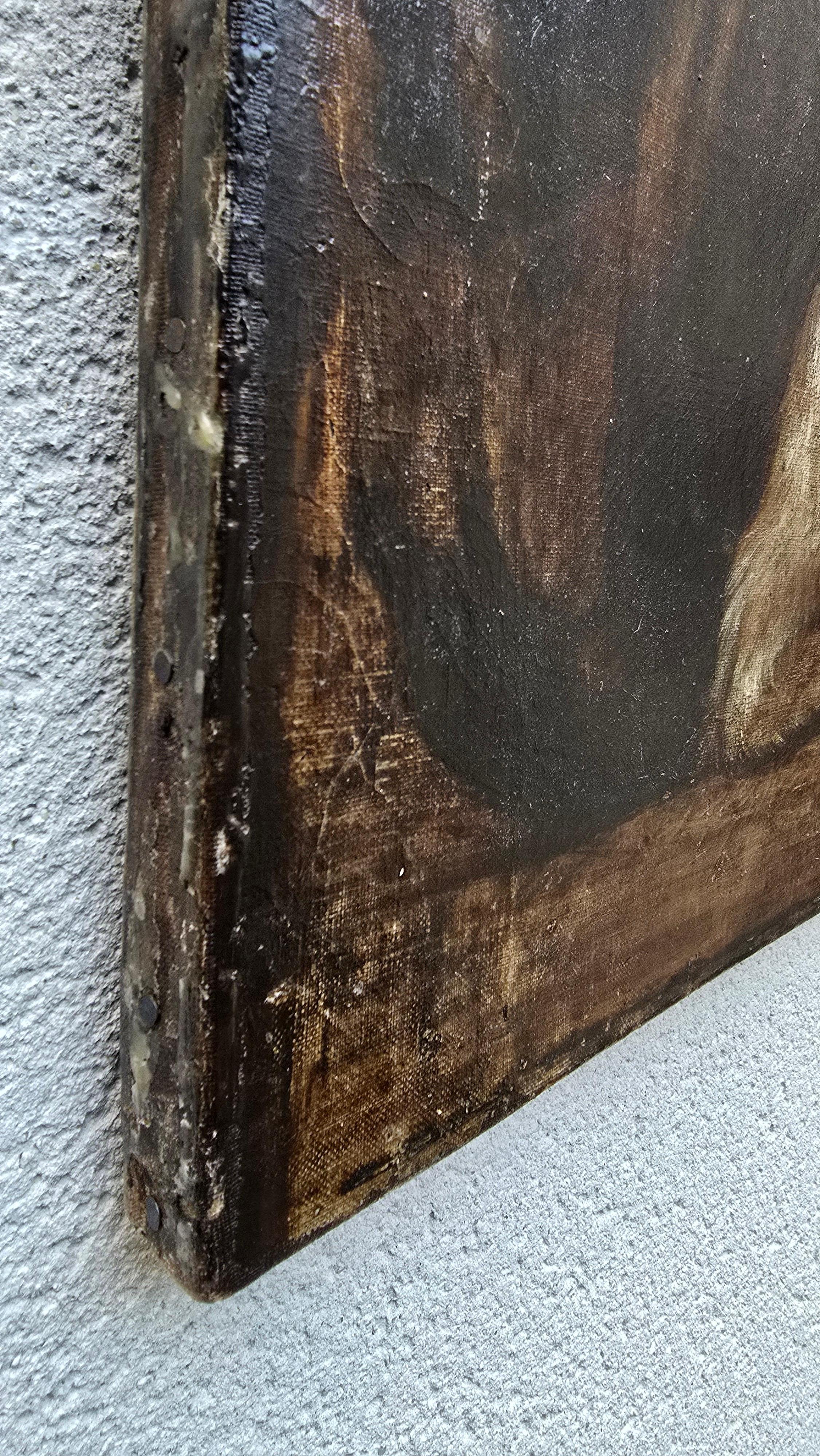 19th-Century Oil Painting – Child with Cat For Sale 7