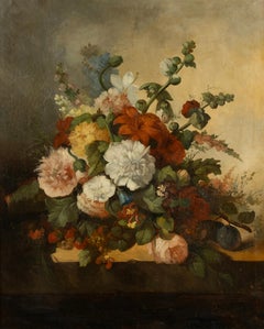 19. Jahrhundert Ölgemälde - Blumenstillleben - Belgische oder Französische Schule