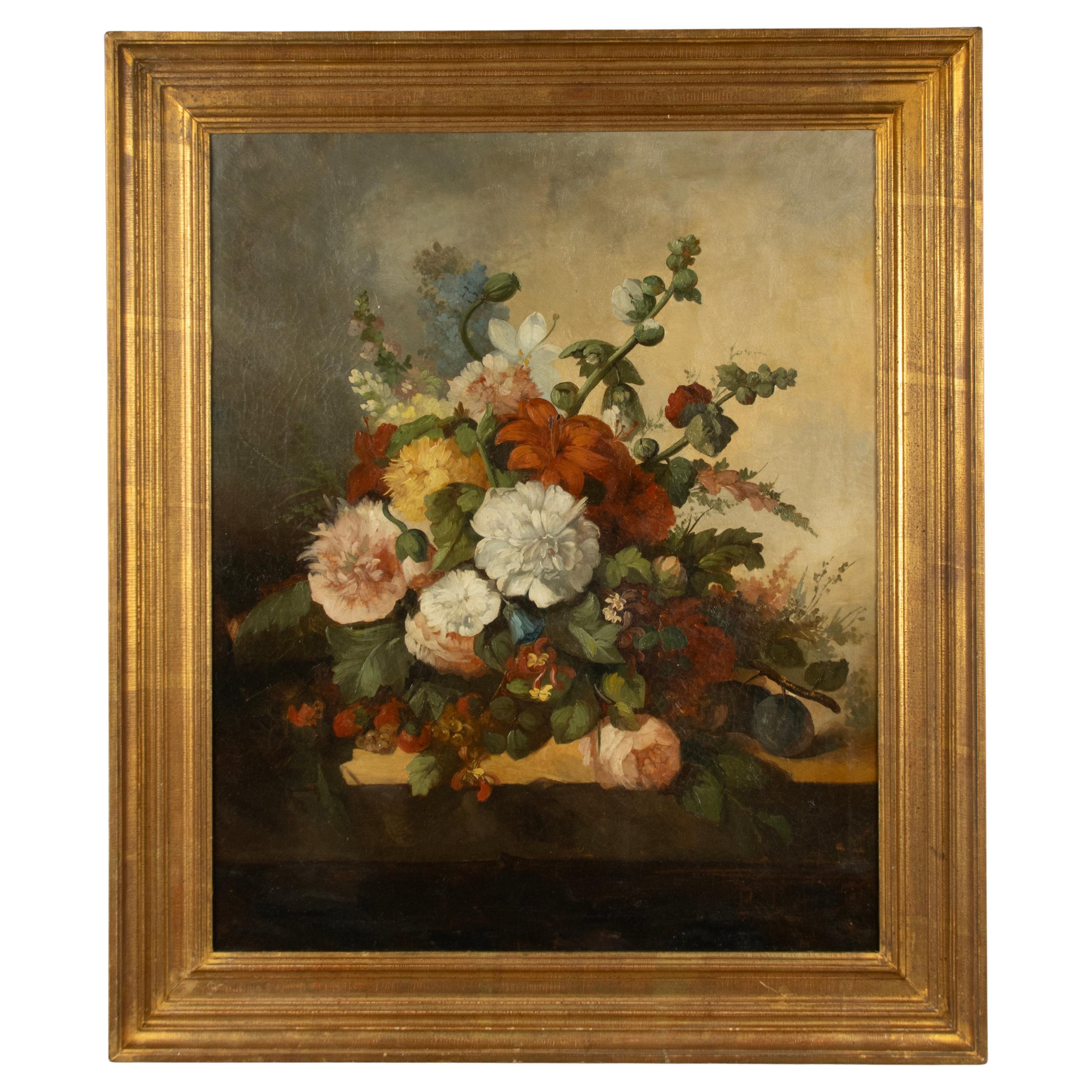 19th Century Oil Painting - Floral Still Life - Belgian or French School