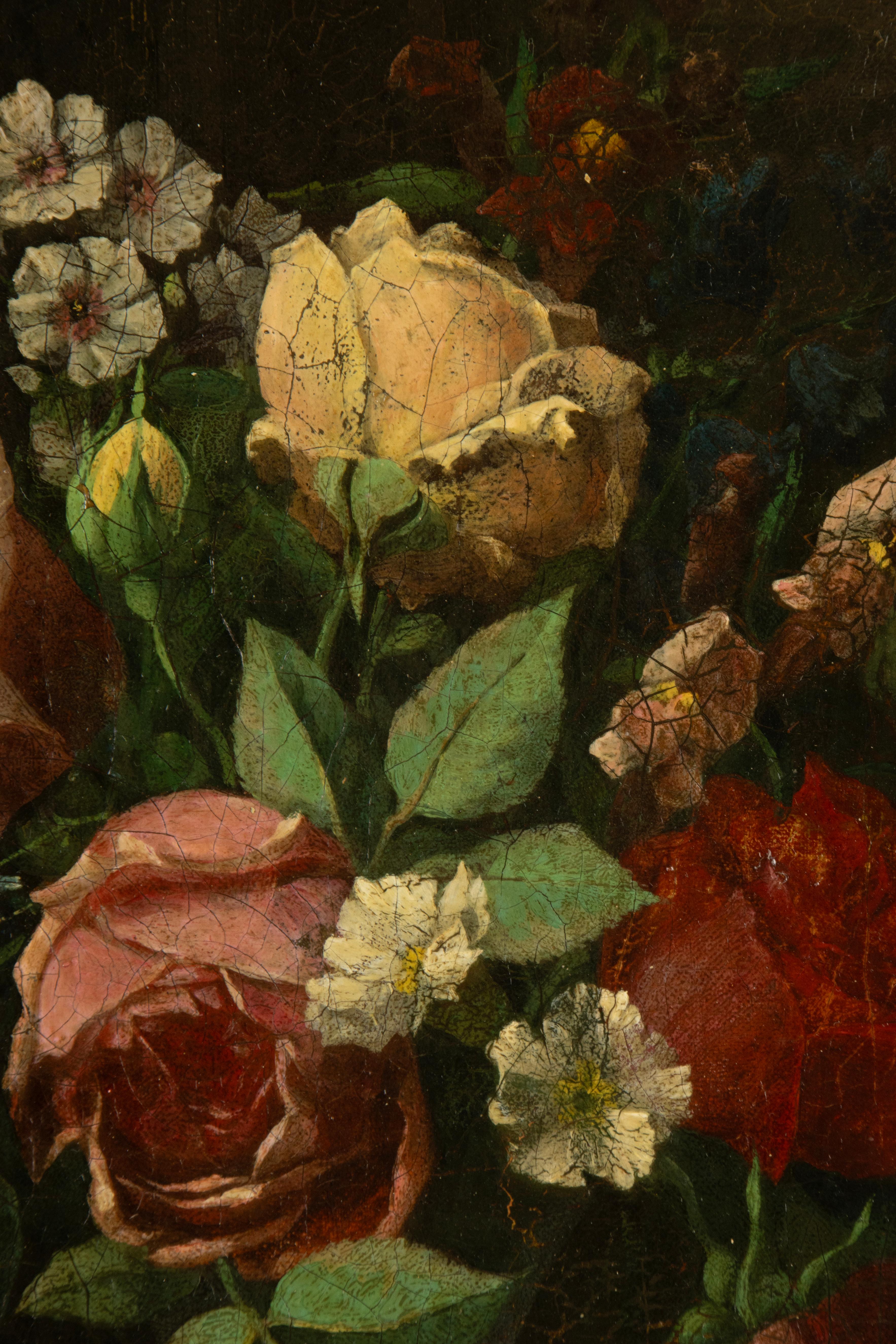 19th Century Oil Painting - Flower Still Life - French School For Sale 6