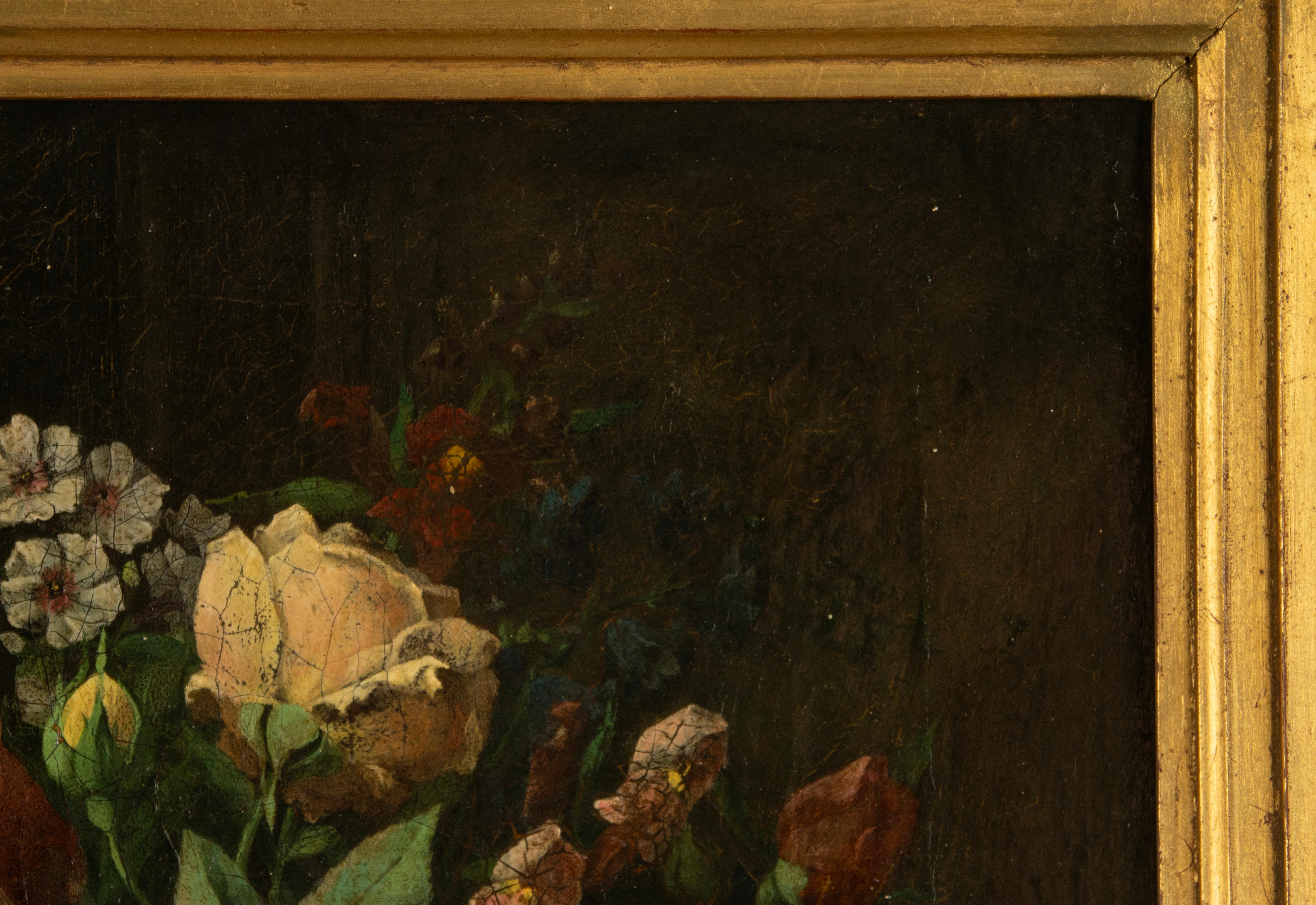 19th Century Oil Painting - Flower Still Life - French School For Sale 7