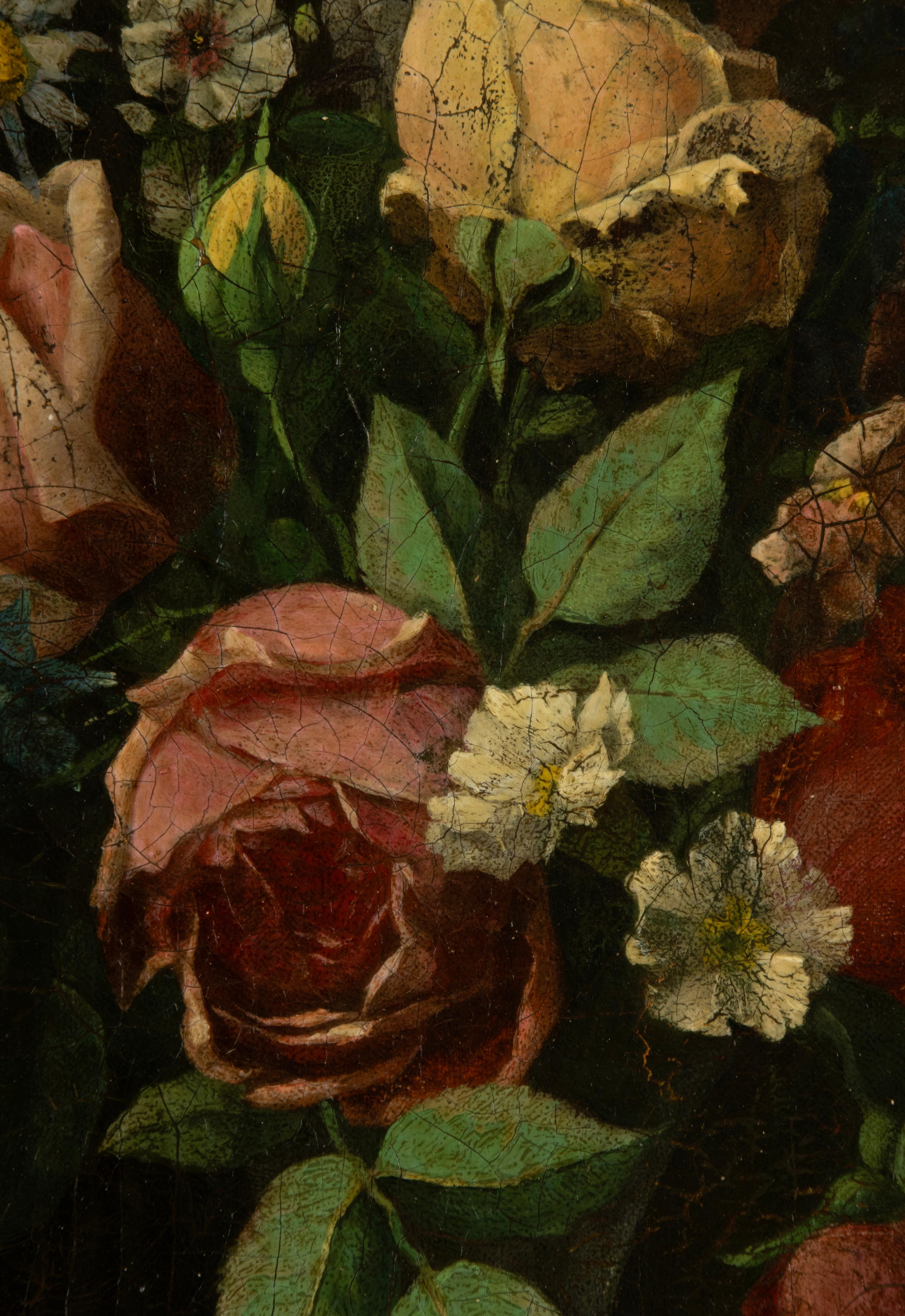 19th Century Oil Painting - Flower Still Life - French School For Sale 10