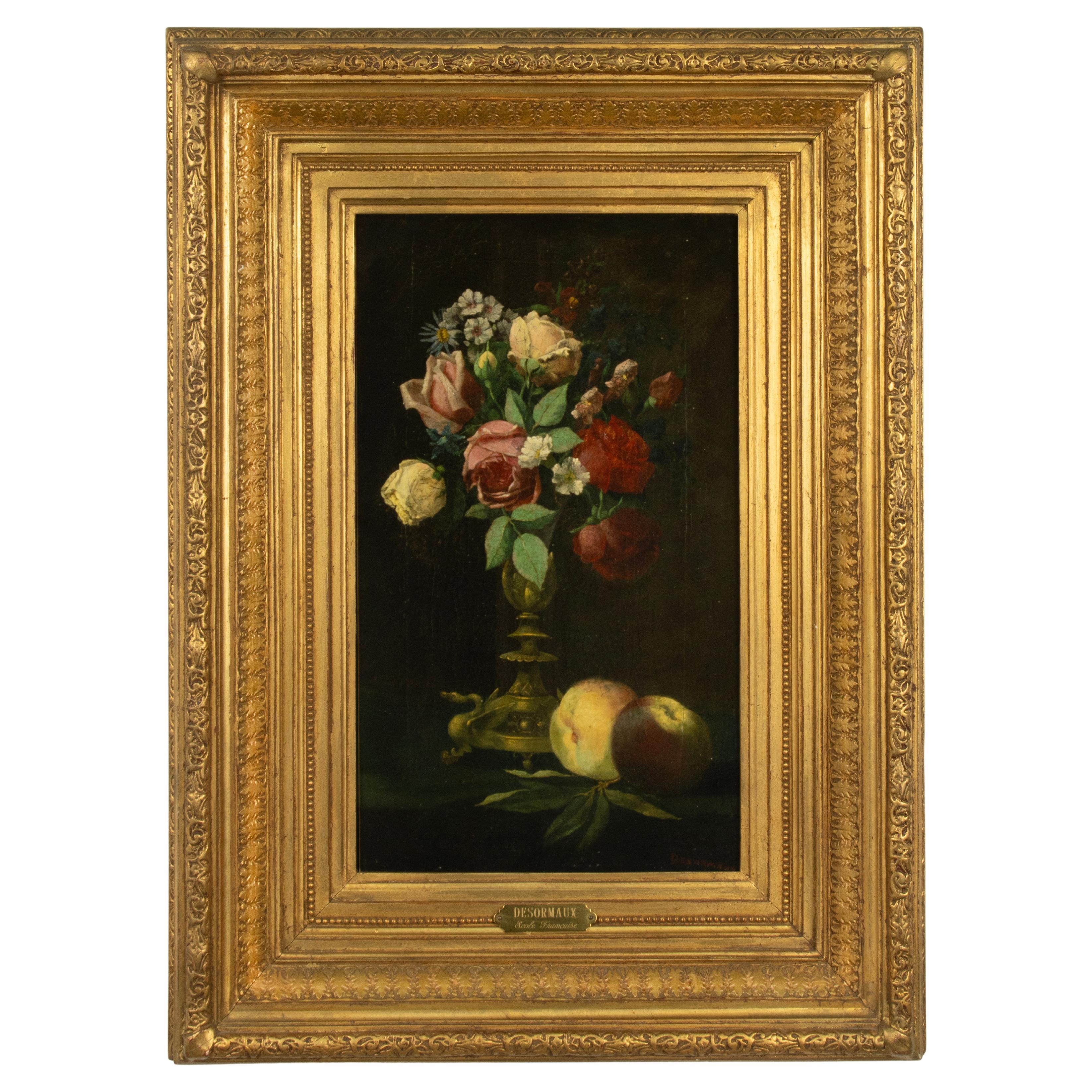 Pittura ad olio del XIX secolo - Natura morta di fiori - Scuola francese