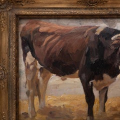 19th Century Oil Painting Heinrich von Zügel "Bull" around 1910